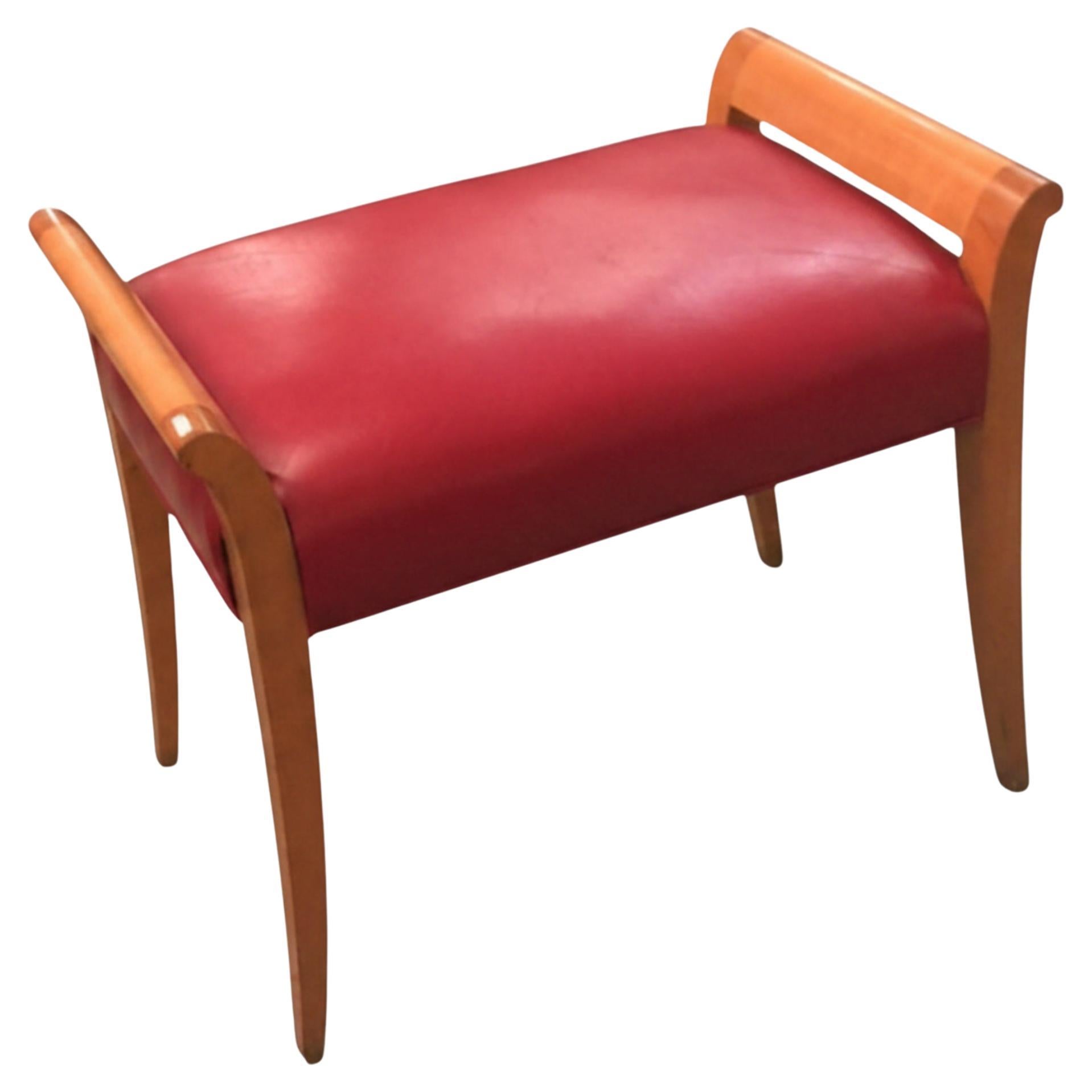Art Deco Stool, Material Wood and leather, Country France, 1930 For Sale