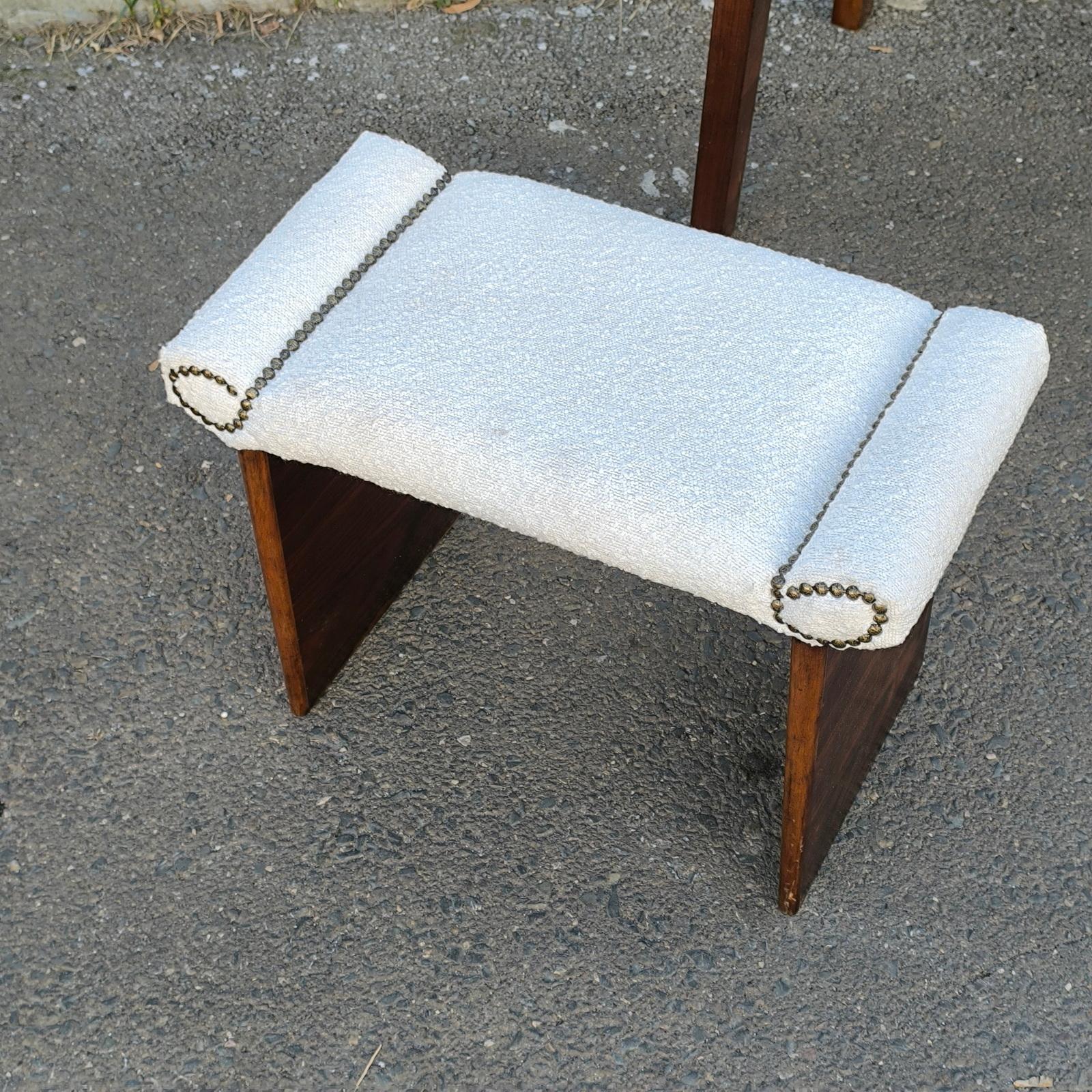 20th Century Art Deco Stool, Taburete, Upholstered Vanity Stool, Design Andre Sornay For Sale