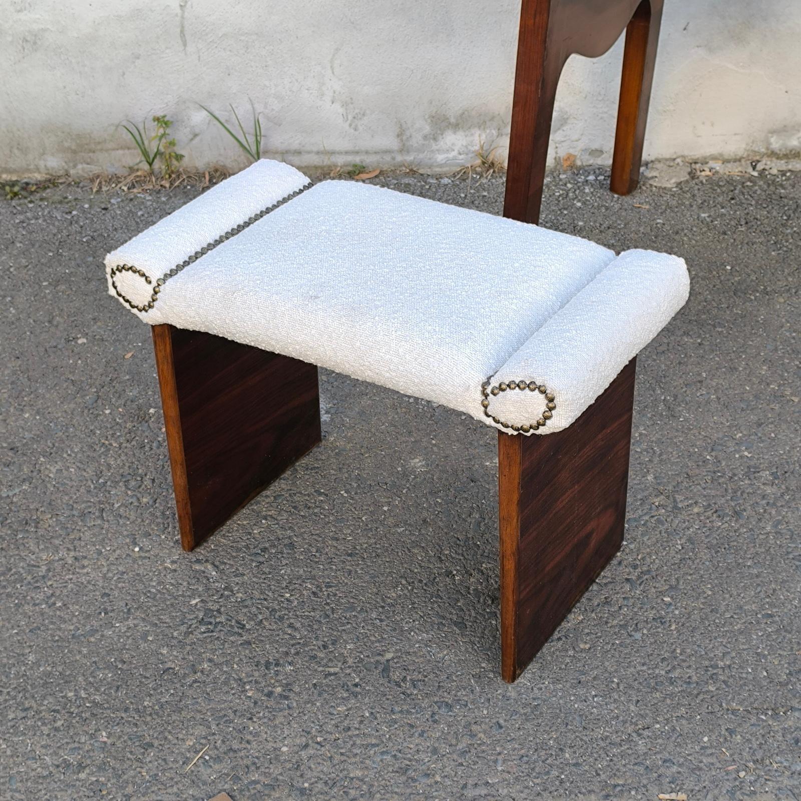 Art Deco Stool, Taburete, Upholstered Vanity Stool, Design Andre Sornay For Sale 1