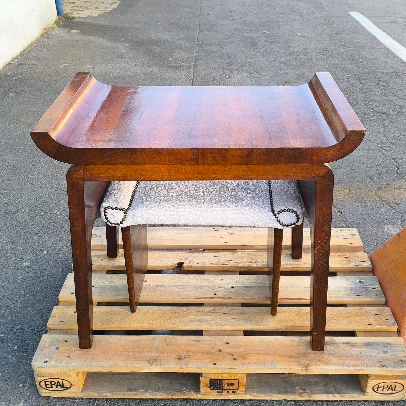 Art Deco Stool, Taburete, Upholstered Vanity Stool, Design Andre Sornay For Sale 2