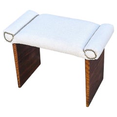 Art Deco Stool, Taburete, Upholstered Vanity Stool, Design Andre Sornay