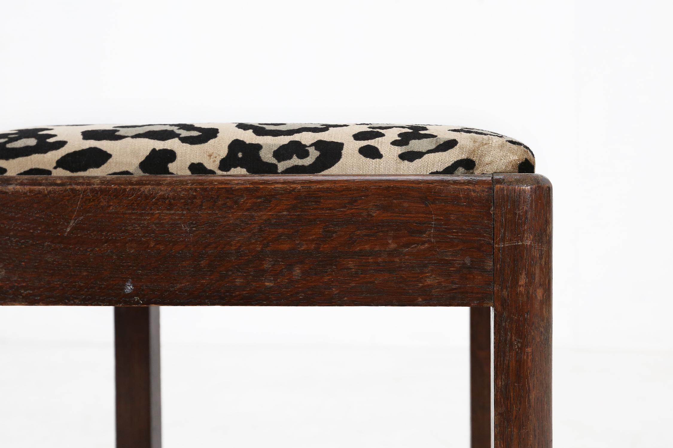 French Art Deco Stool with Leopard Print Ca.1930 For Sale