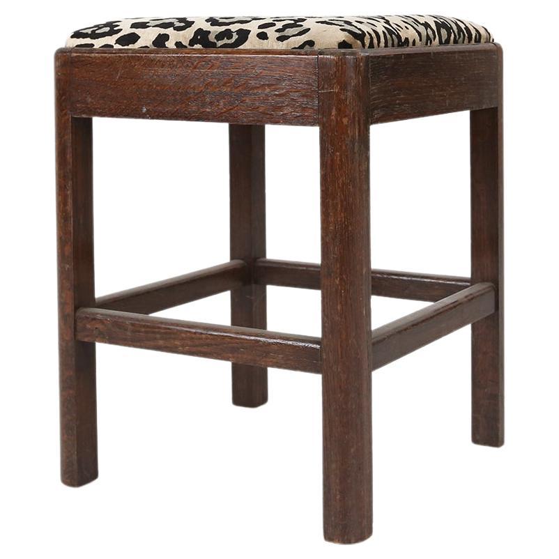 Art Deco Stool with Leopard Print Ca.1930 For Sale