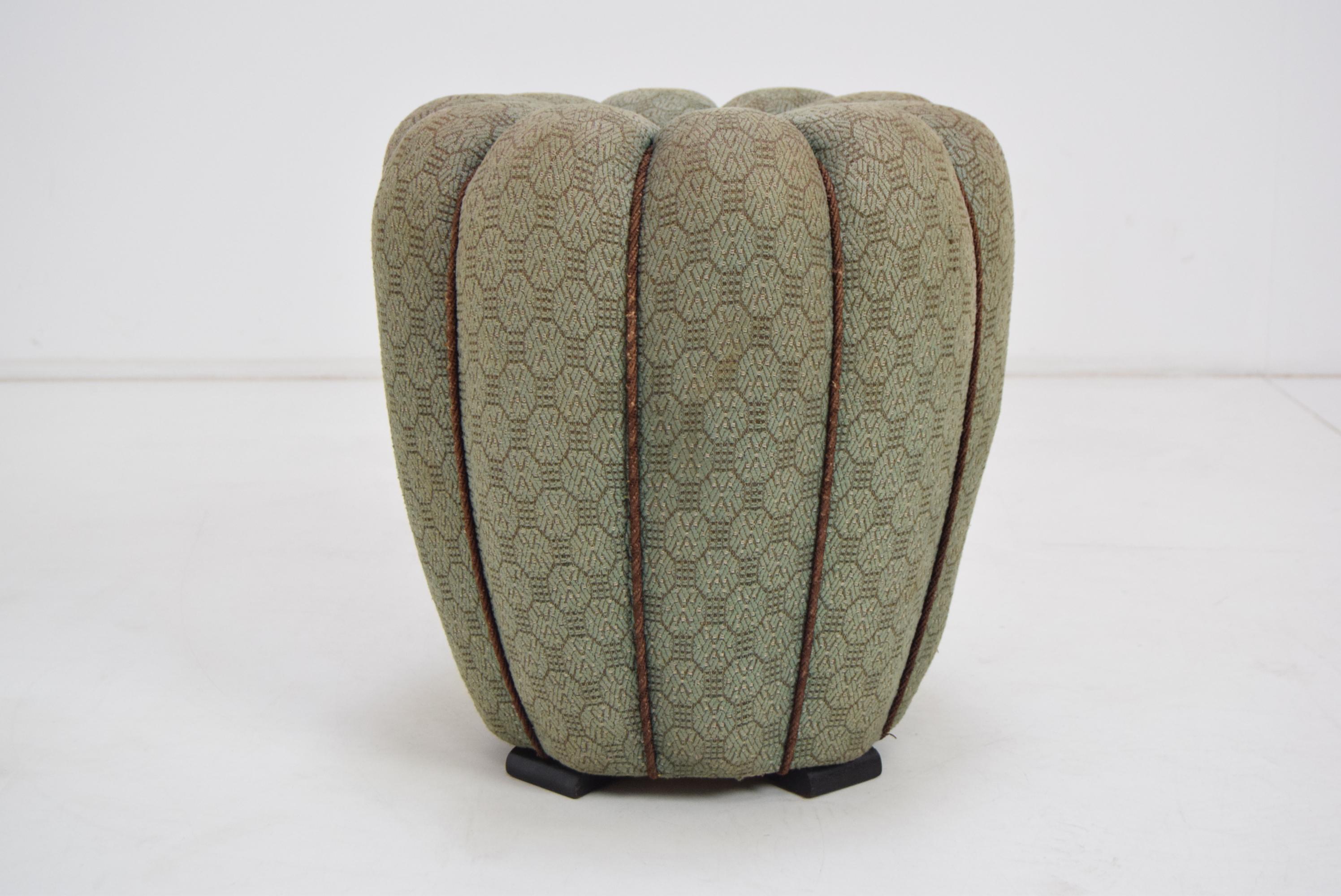 Art Deco Stool, Pouf, Footstool Designed by Jindrich Halabala, 1930's In Fair Condition For Sale In Praha, CZ