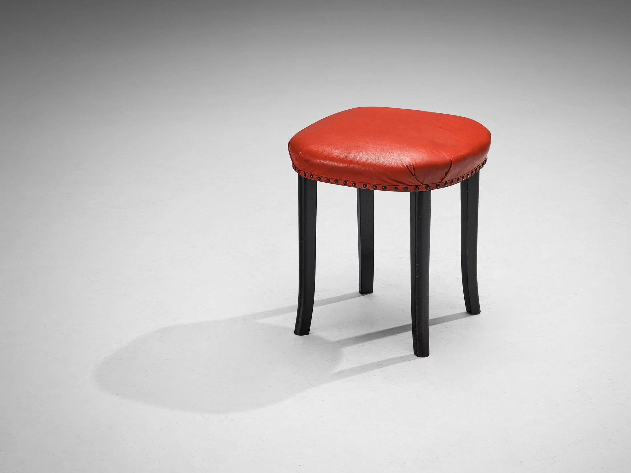 European Art Deco Stools in Red Leatherette  For Sale