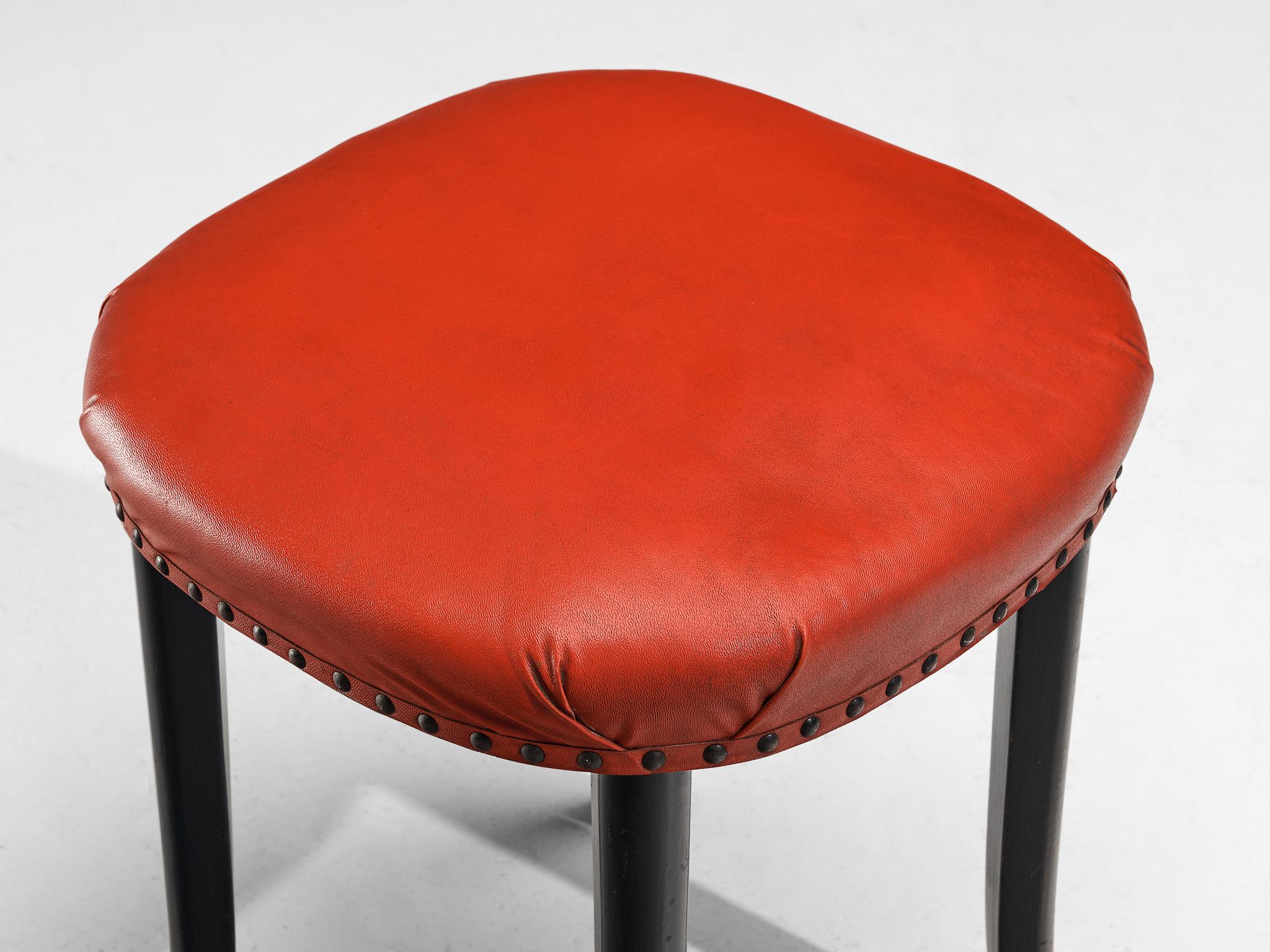 Art Deco Stools in Red Leatherette  For Sale 1