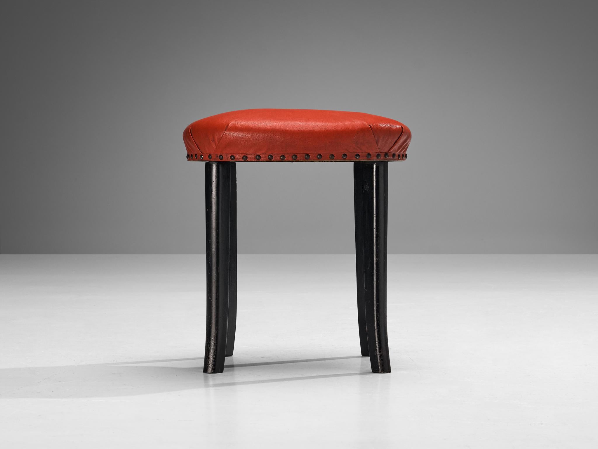 Art Deco Stools in Red Leatherette  For Sale 3