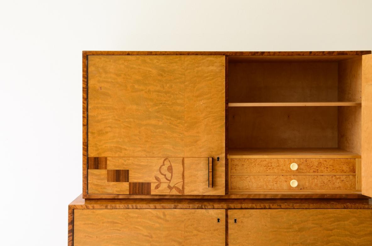 Art Deco storage unit in flamed maple For Sale 1