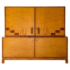 Mueble de almacenaje Art Decó de arce flameado