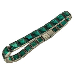 Art Deco Straight Line Emerald Bracelet 