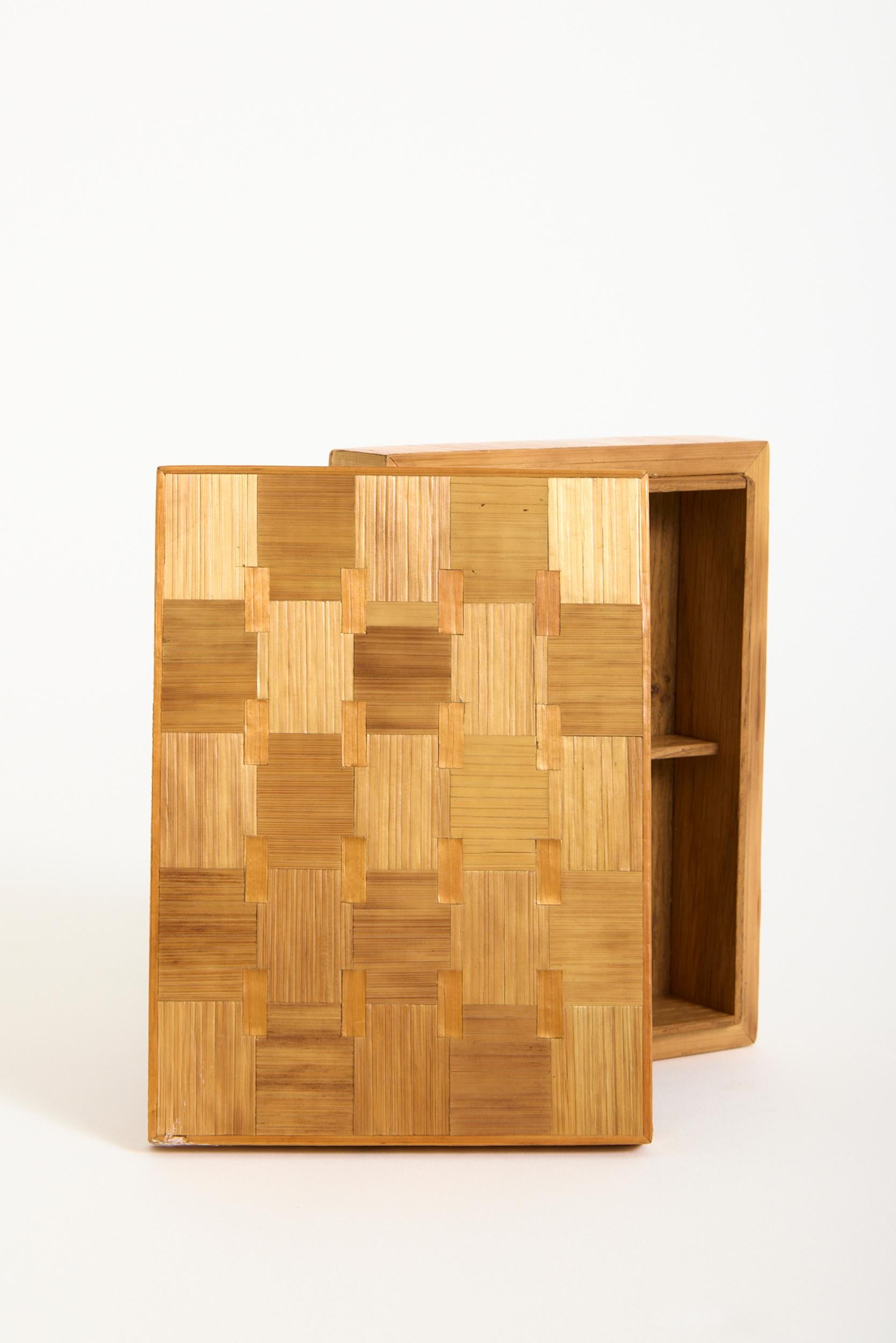 French Art Deco Straw Marquetry Box For Sale