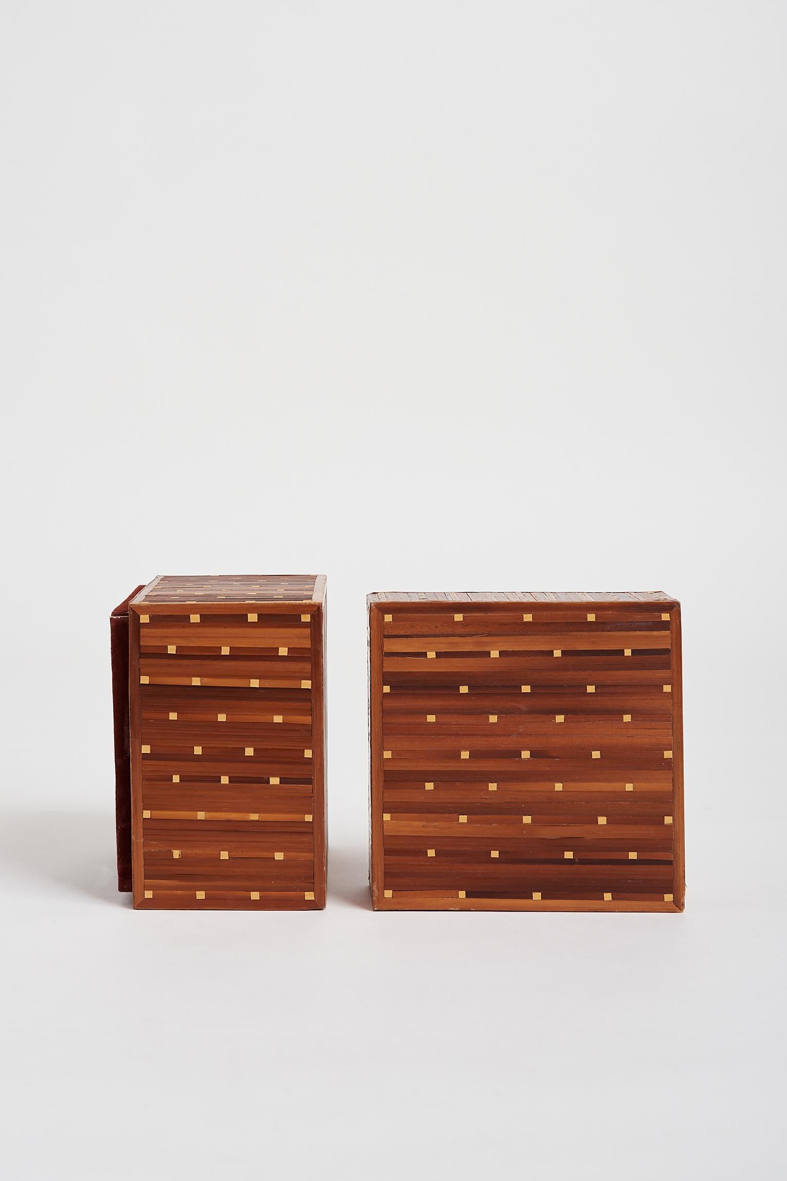Felt Art Deco Straw Marquetry Box