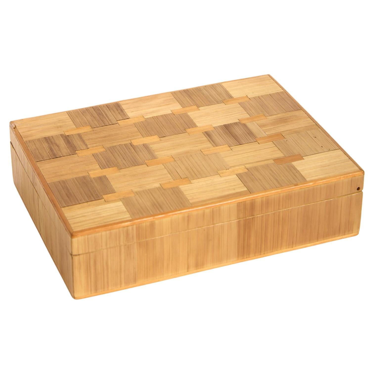 Art Deco Straw Marquetry Box For Sale