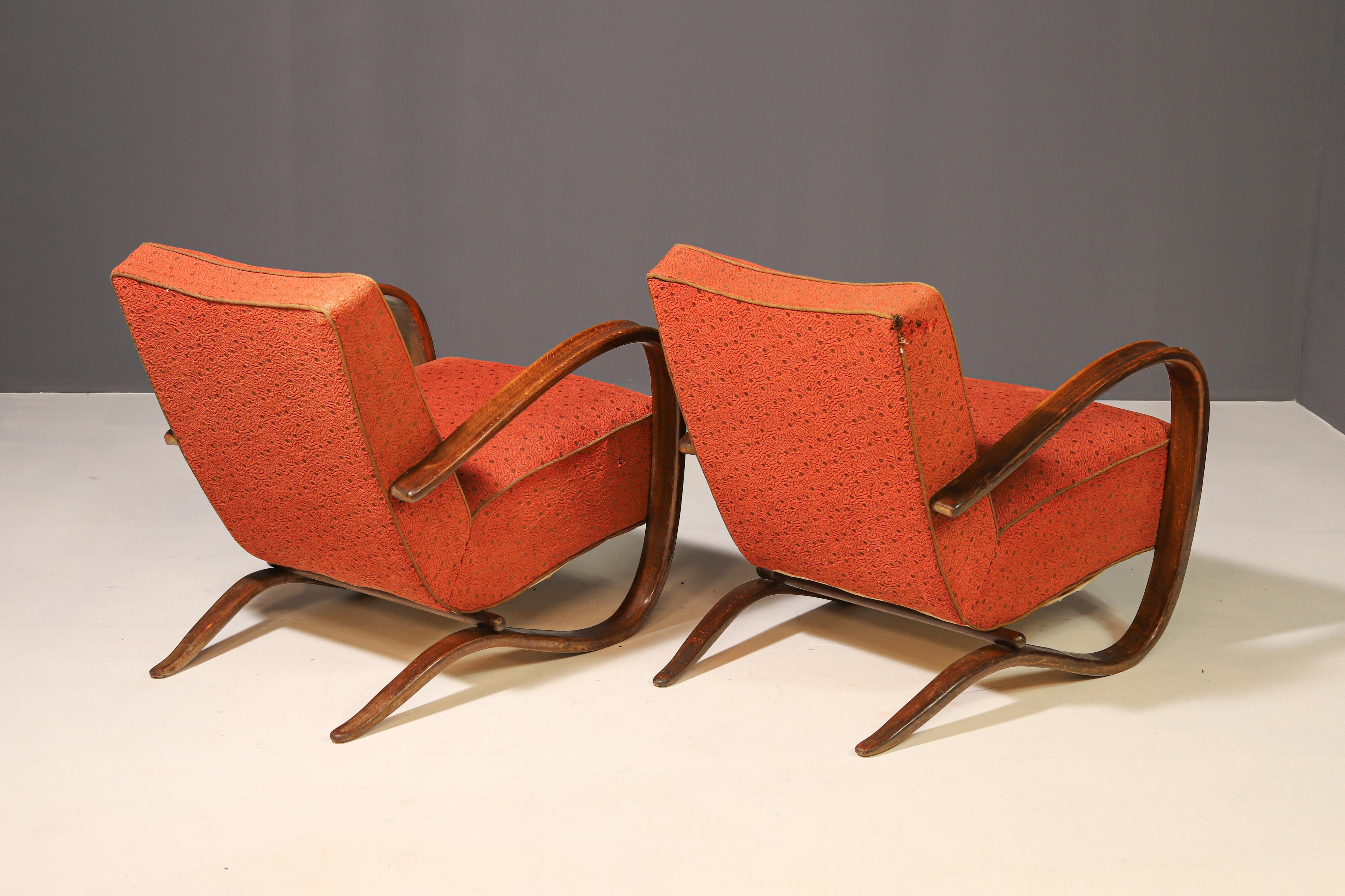 Sillones streamline ART DECO H269 de Jindřich Halabala, años 30, lote de 2 7