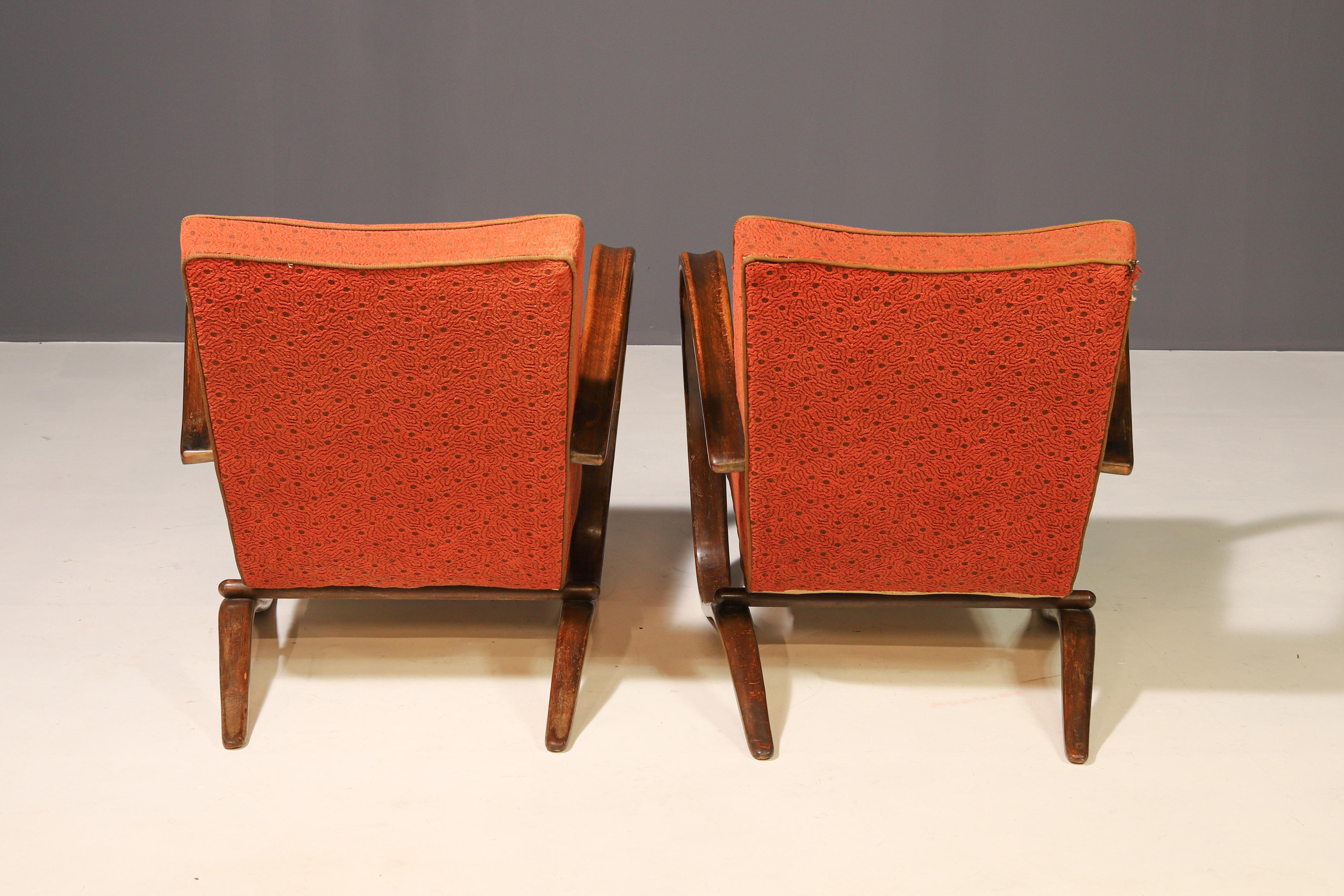 Sillones streamline ART DECO H269 de Jindřich Halabala, años 30, lote de 2 8