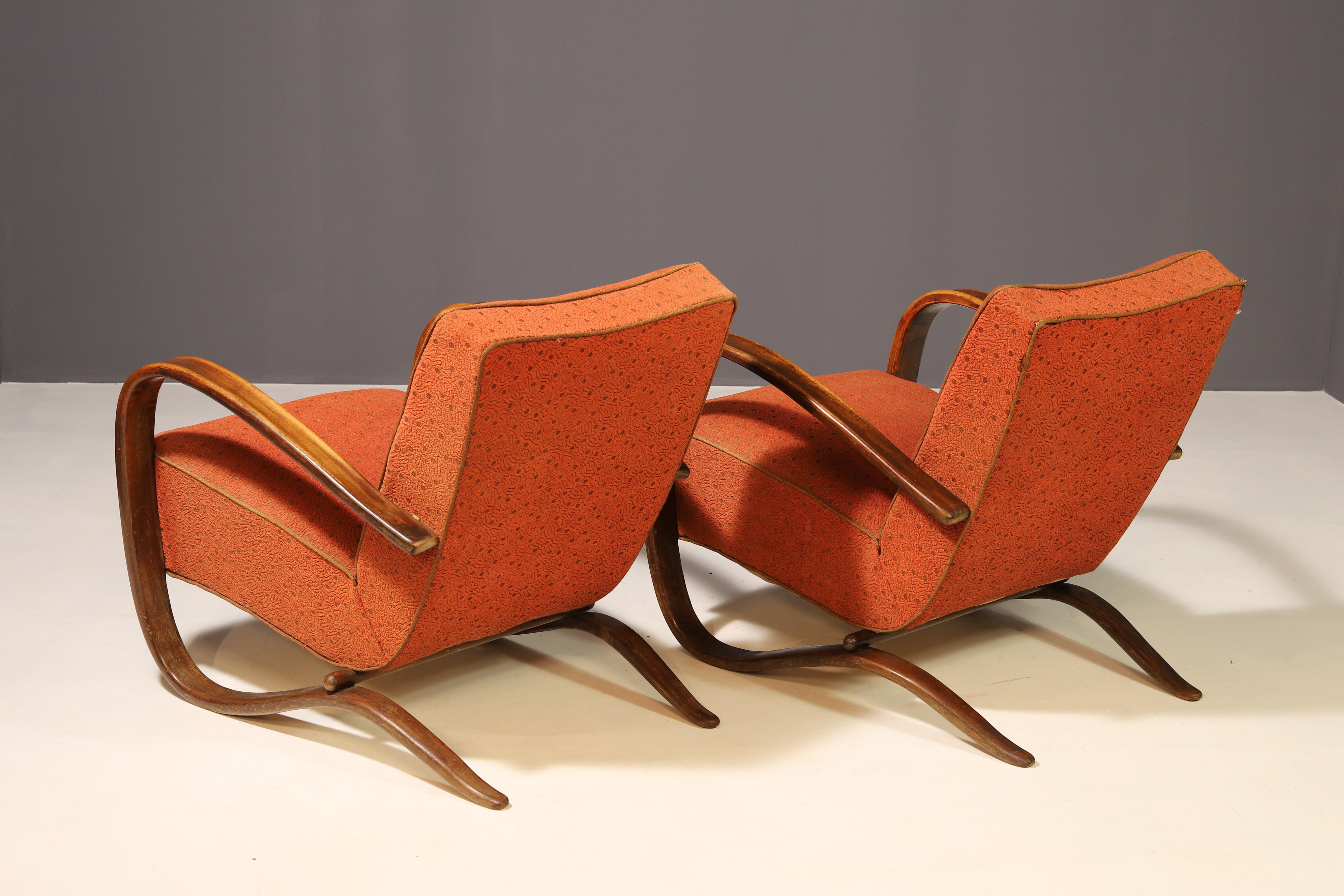 Sillones streamline ART DECO H269 de Jindřich Halabala, años 30, lote de 2 9