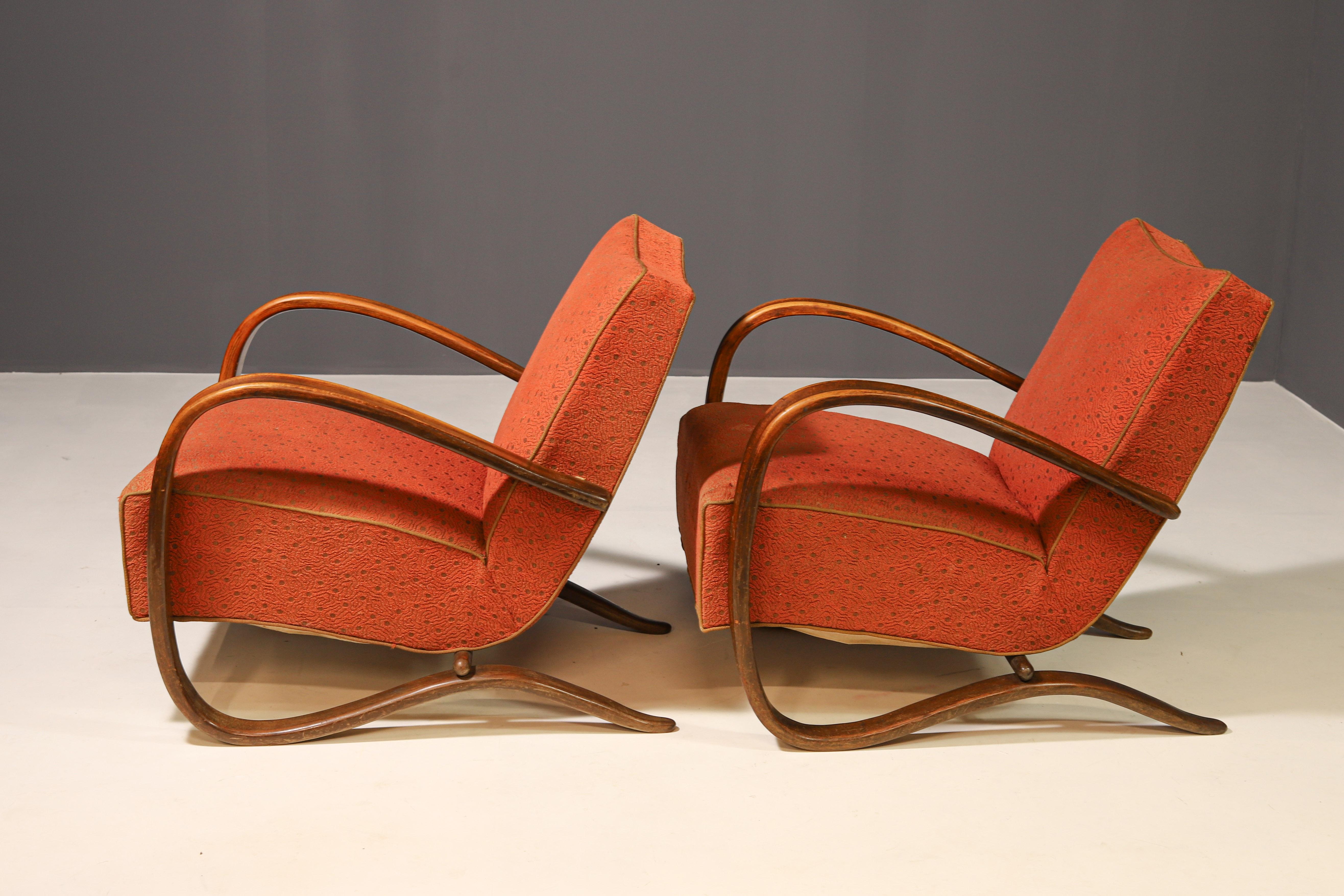 Sillones streamline ART DECO H269 de Jindřich Halabala, años 30, lote de 2 10