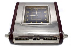 Art Deco Streamline Bakelite & Chrome Alarm Clock Calendar, circa 1930
