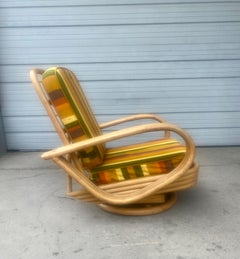 Art Deco / Streamline Bamboo Tilt/ Swivel Platform Rocker, Tear Drop Arm