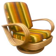 Art Deco / Streamline Bamboo Tilt/ Swivel Platform Rocker, Tear Drop Arm