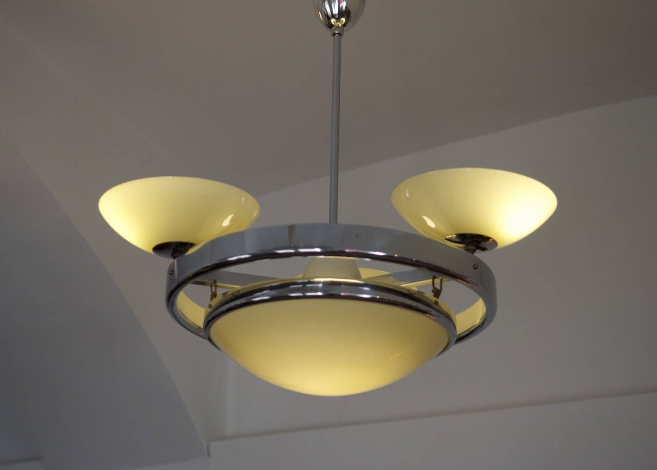 Steel Art Deco Streamline Chandelier