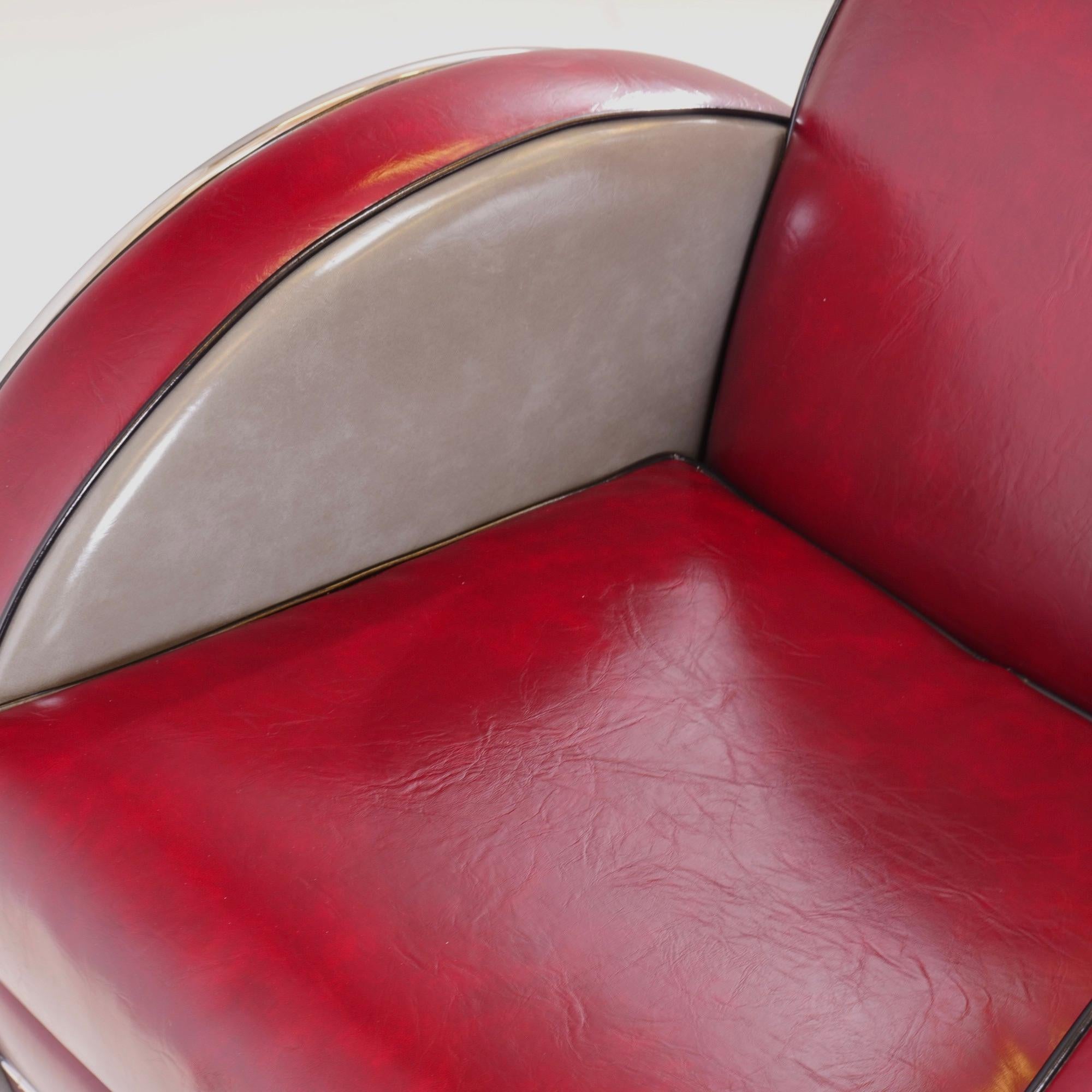 Chrome Art Deco Streamline Clubchair + Ottomane Attributed to Donald Deskey