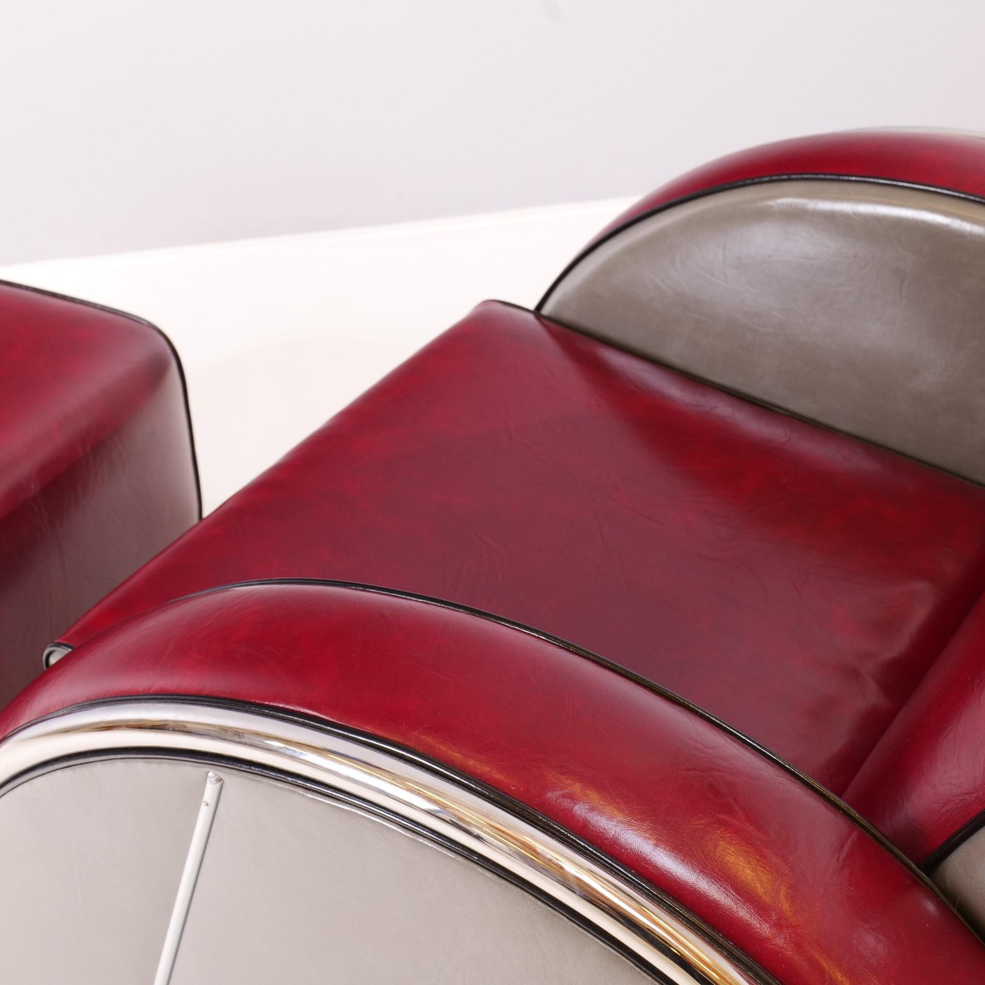 Mid-20th Century Art Deco Streamline Clubchair + Ottomane Attributed to Donald Deskey