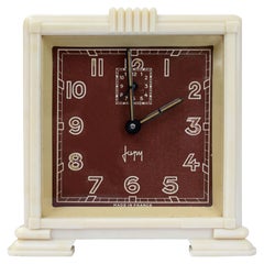 Art Deco Streamline Cream Bakelite Alarm Clock by Japy, circa 1930