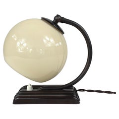 Art Deco Streamline Design Bakelite and Opaline Table Lamp, 1920s to 1930s