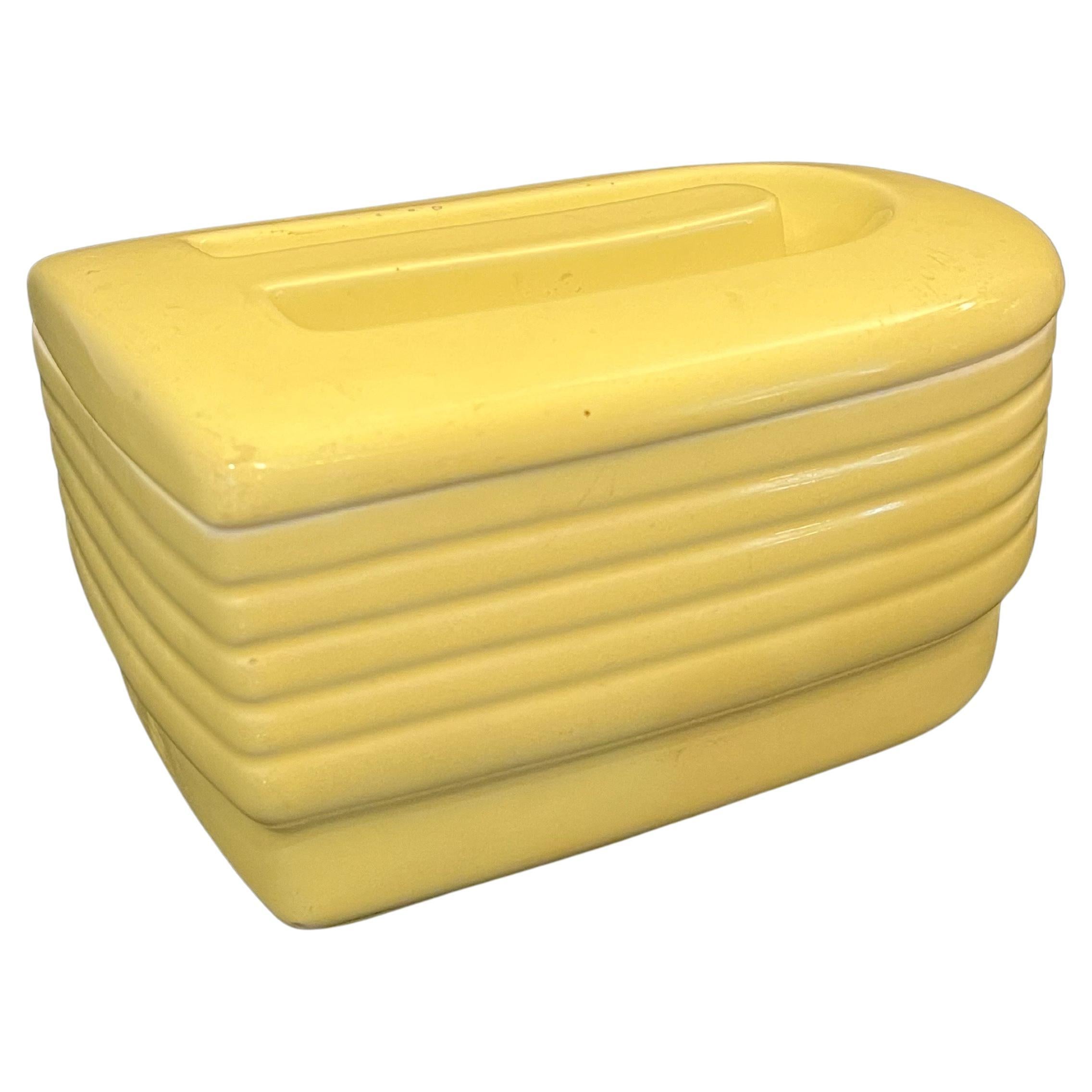 Art Deco Streamline Hall Westinghouse USA Pottery Lidded Refrigerator Dish Box
