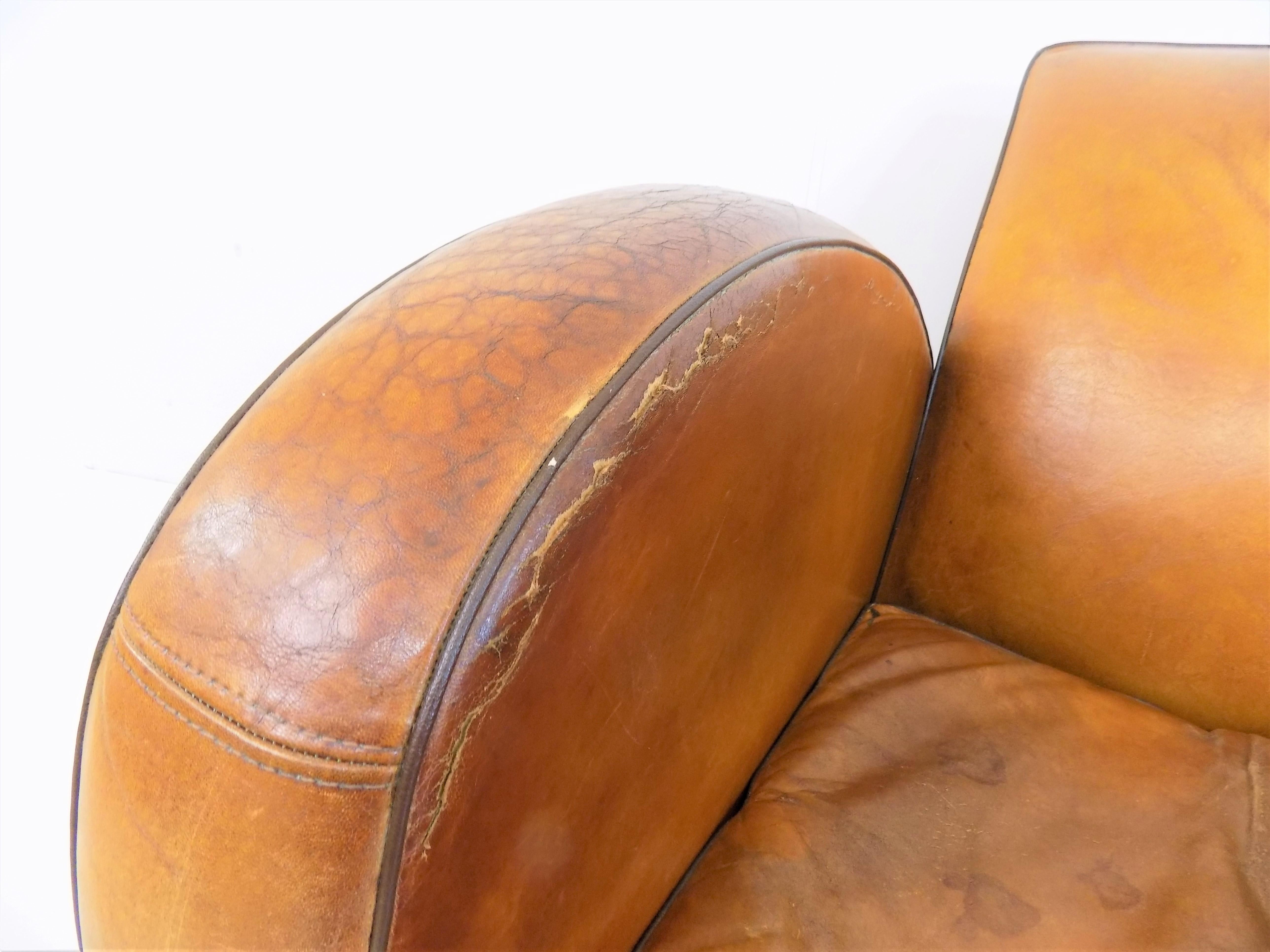 Art Deco Streamline Leather Armchair 4