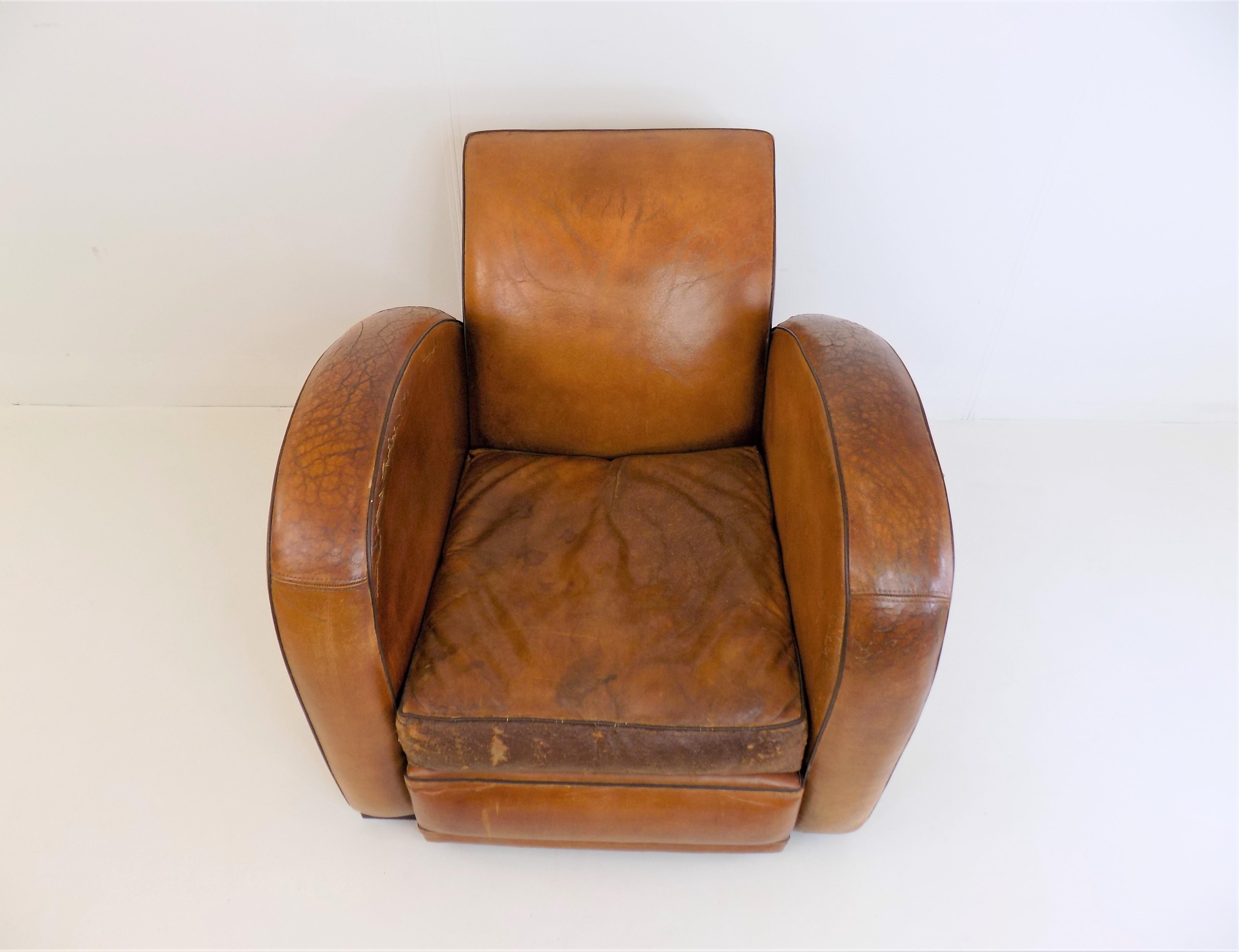 Art Deco Streamline Leather Armchair 5