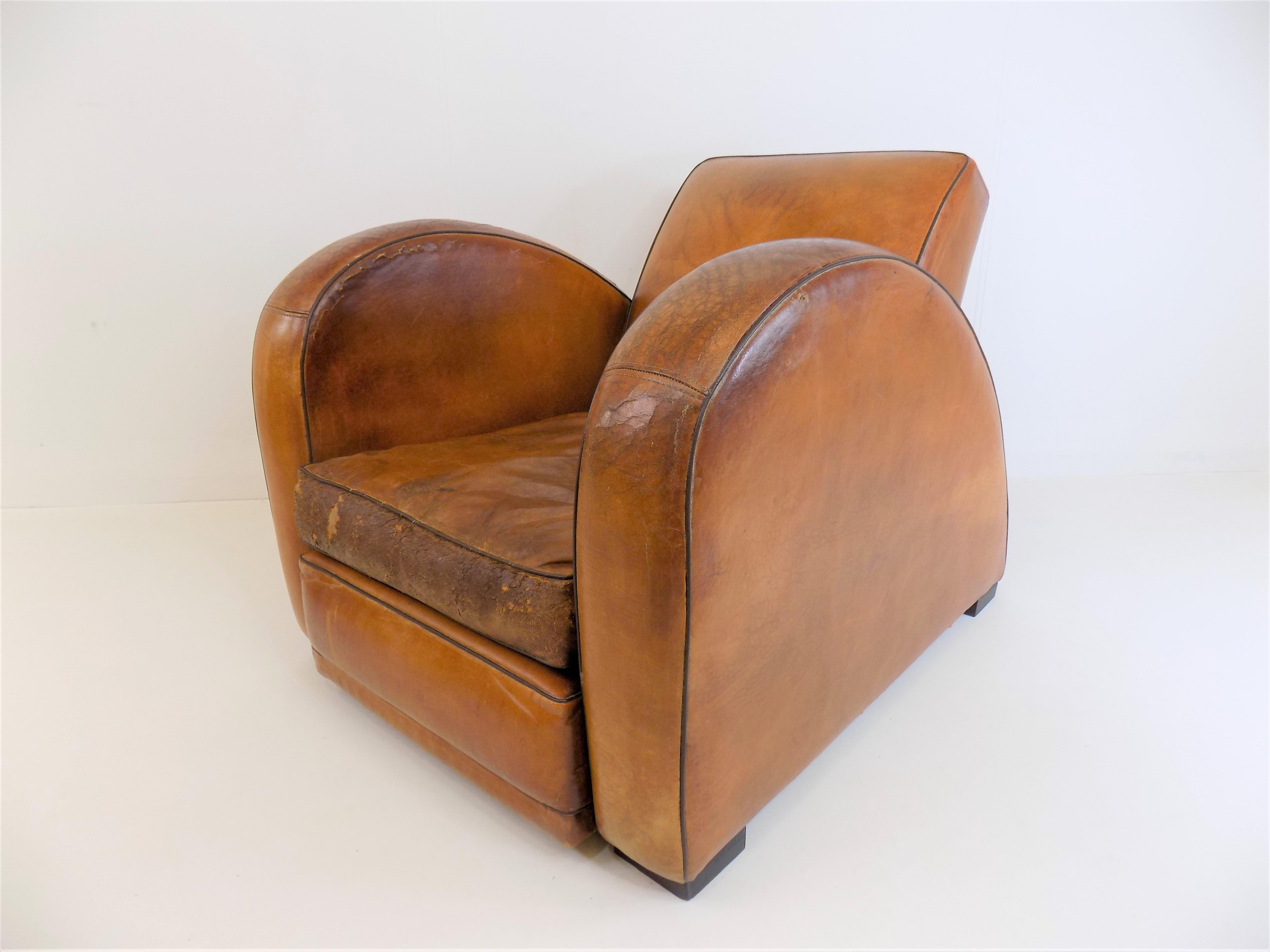 Art Deco Streamline Leather Armchair 6