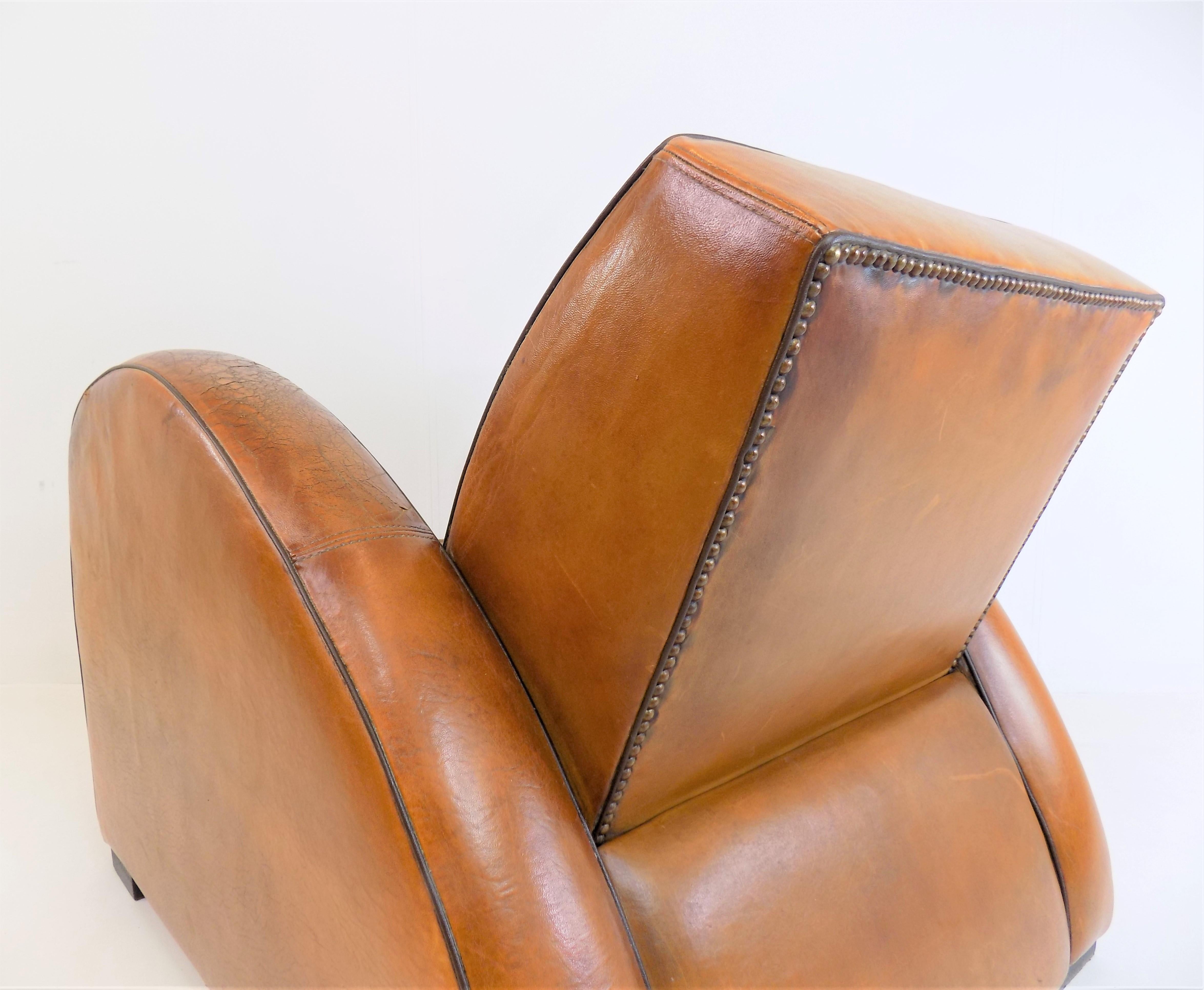 Art Deco Streamline Leather Armchair 8