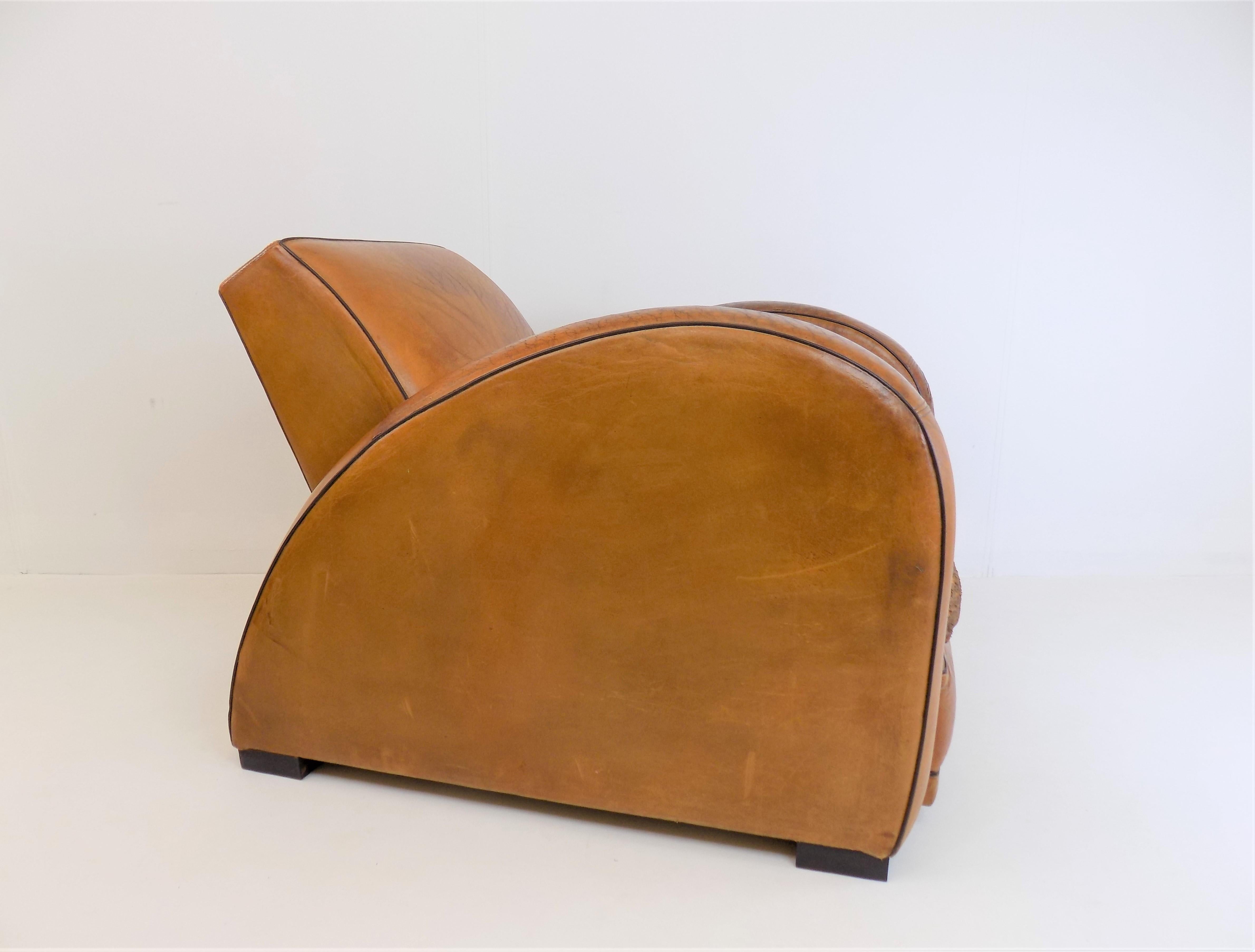 Art Deco Streamline Leather Armchair 9
