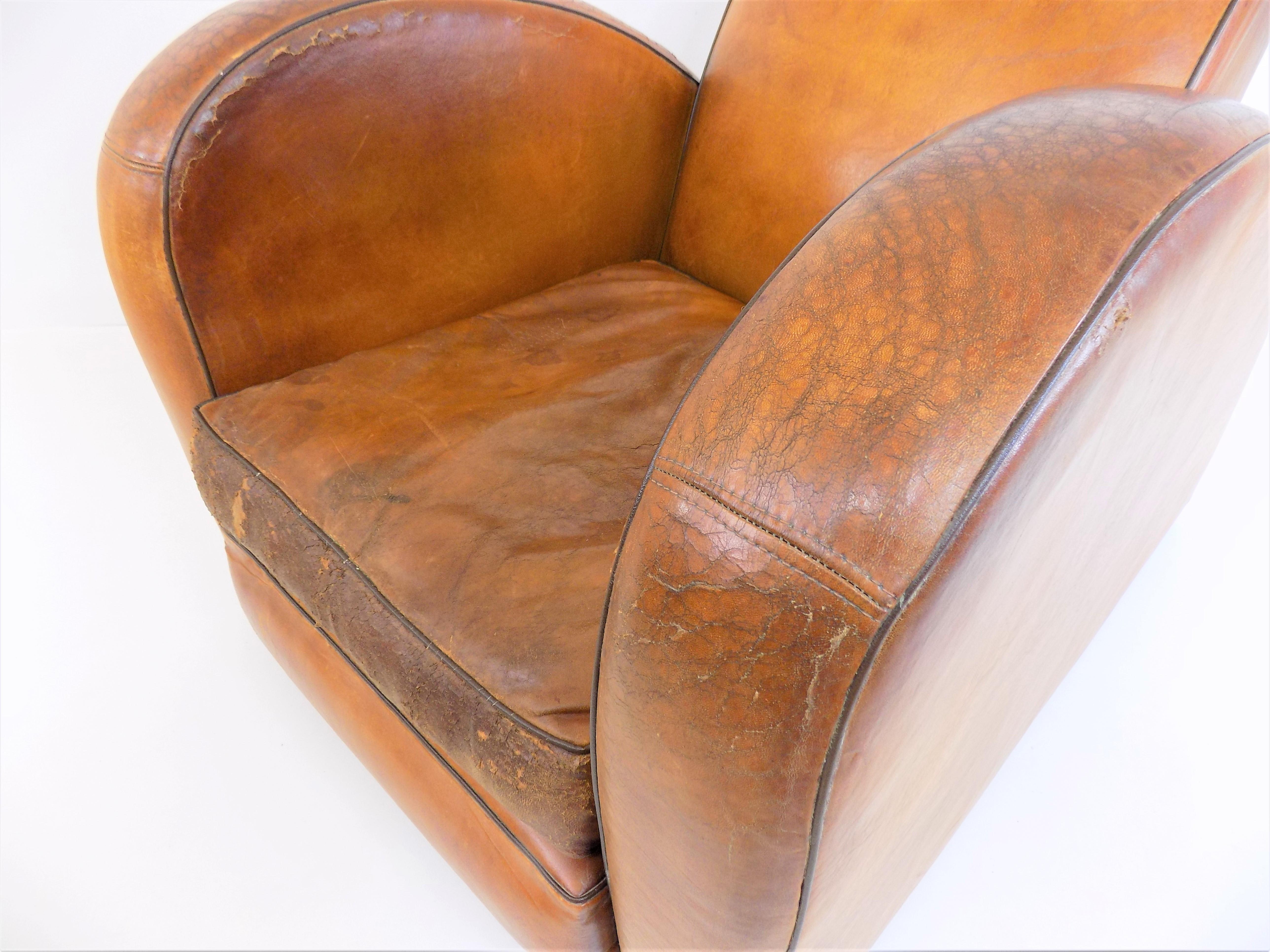 Art Deco Streamline Leather Armchair 10