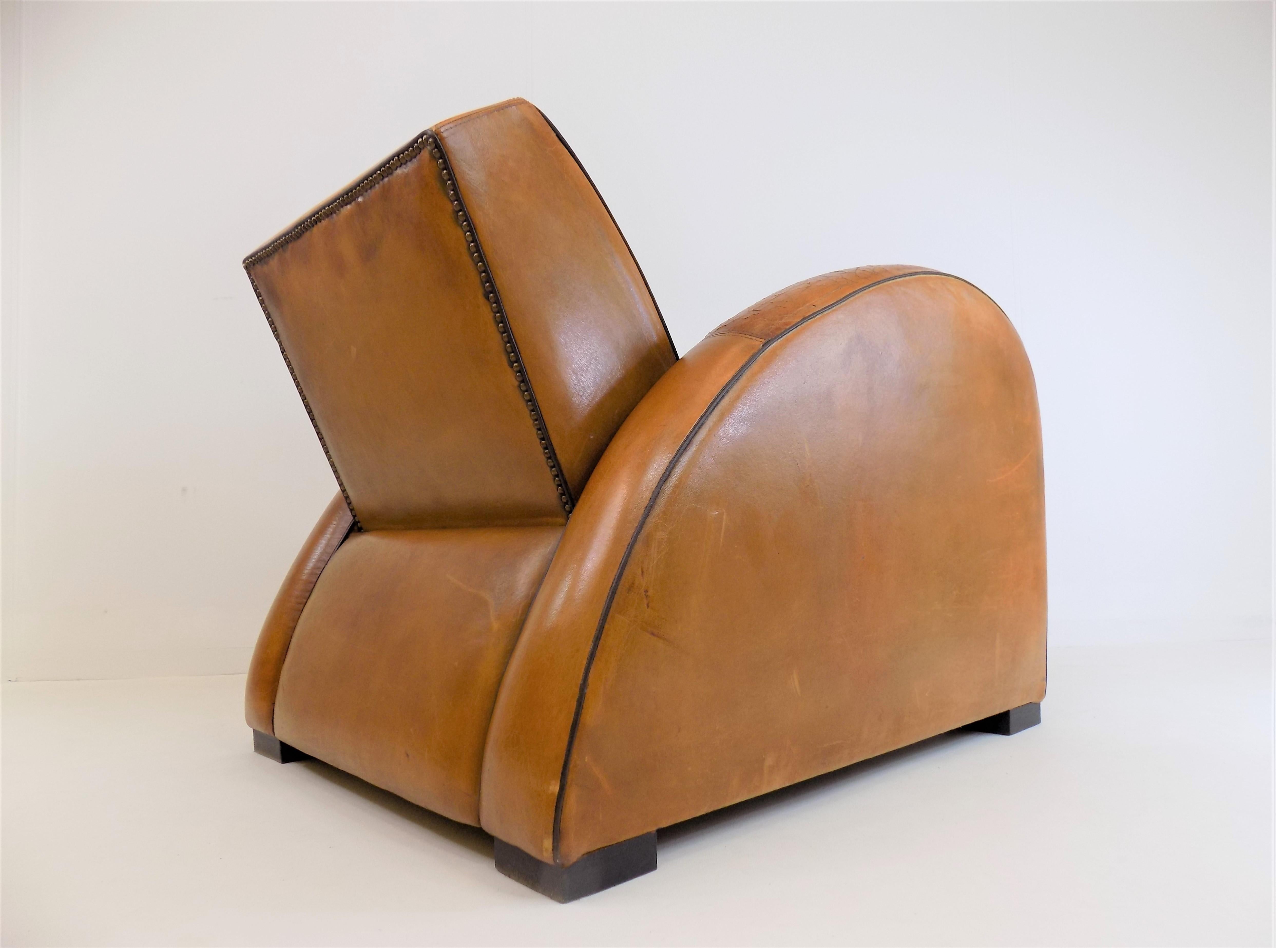 Art Deco Streamline Leather Armchair 11
