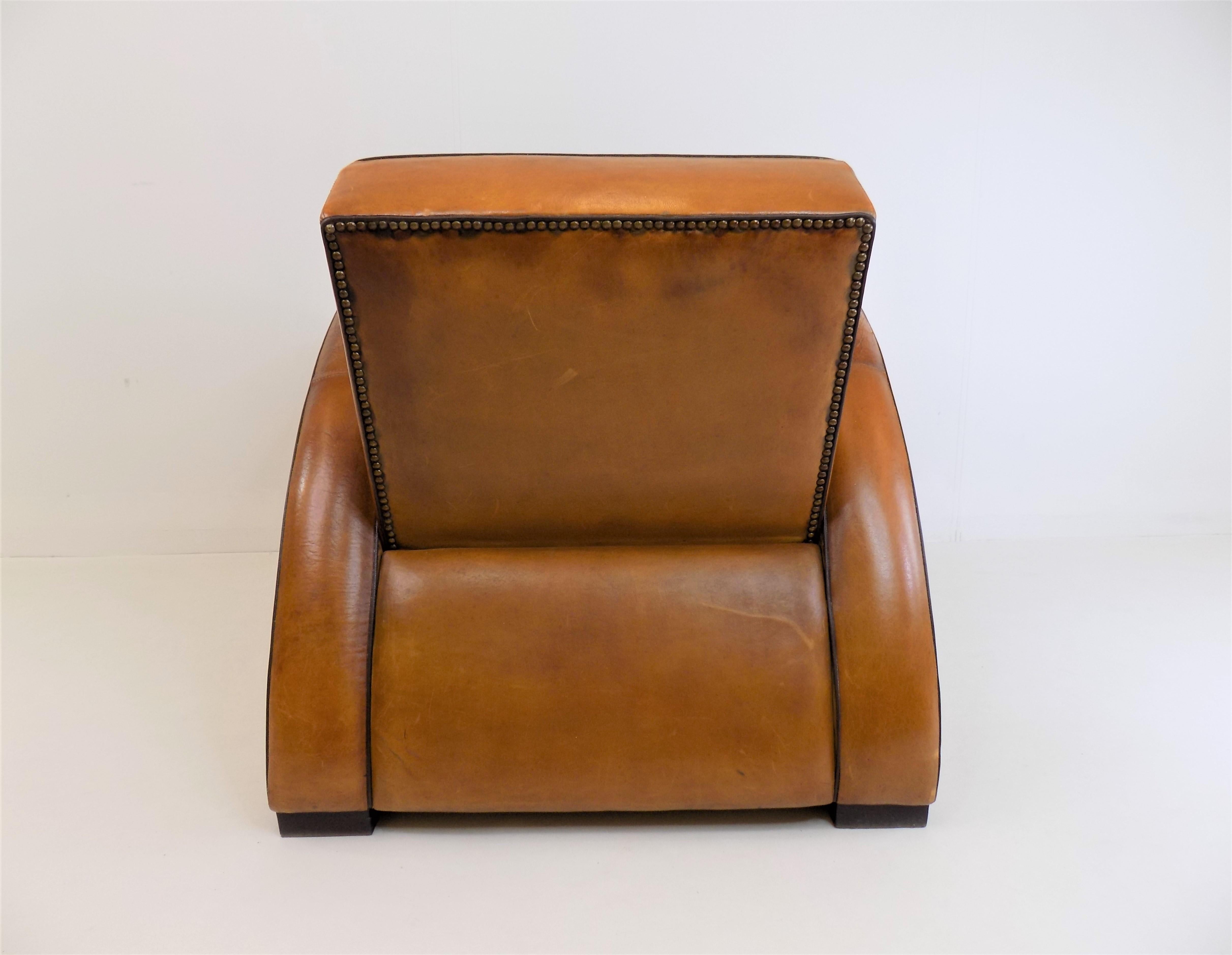 Art Deco Streamline Leather Armchair 1