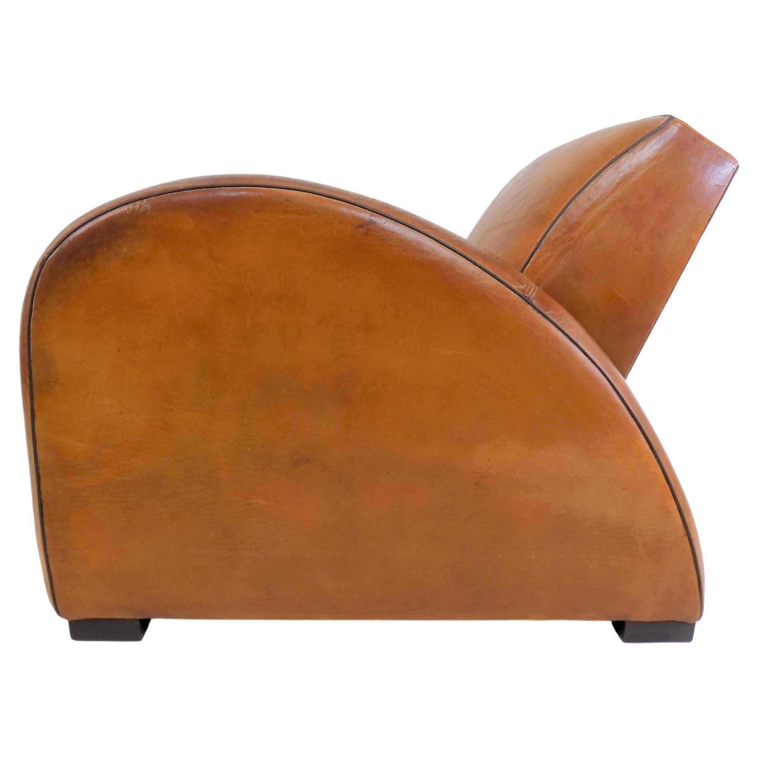Art Deco Streamline Leather Armchair