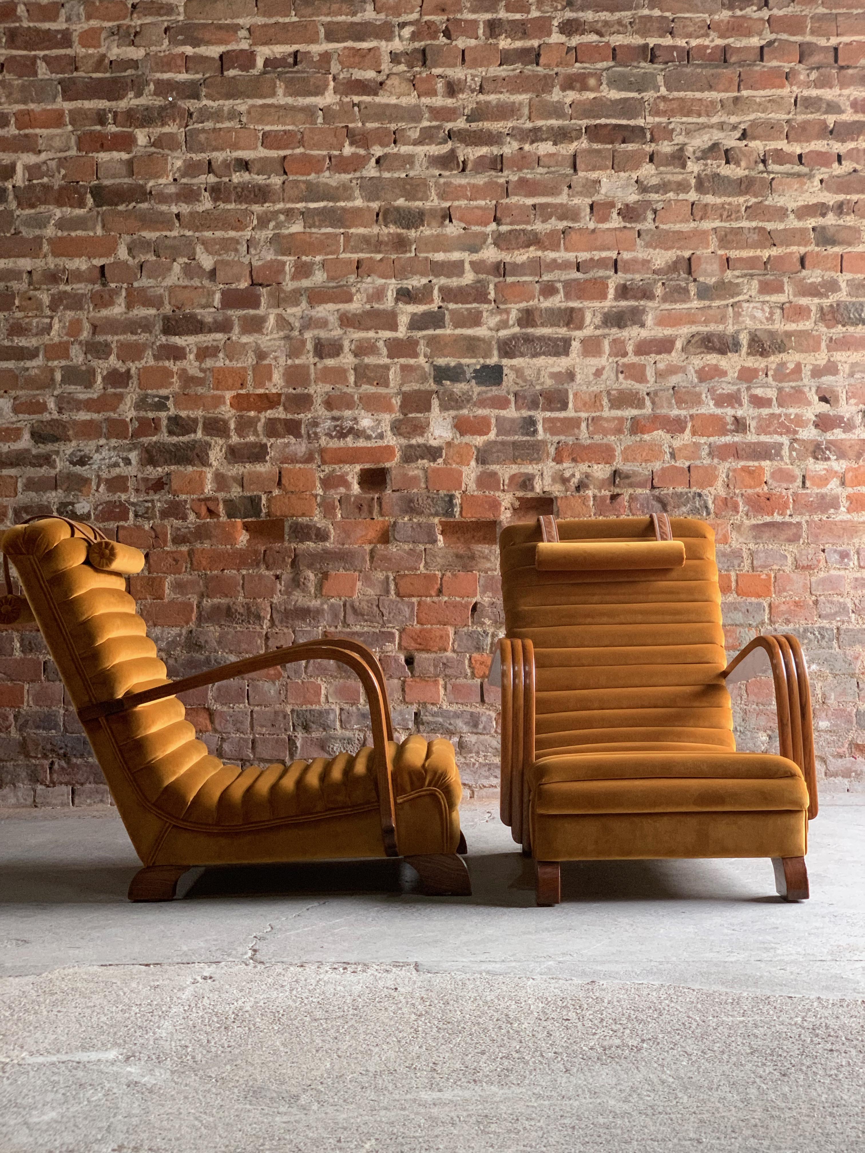 Art Deco Streamline Lounge Chairs by Heals of London, circa 1930s 2