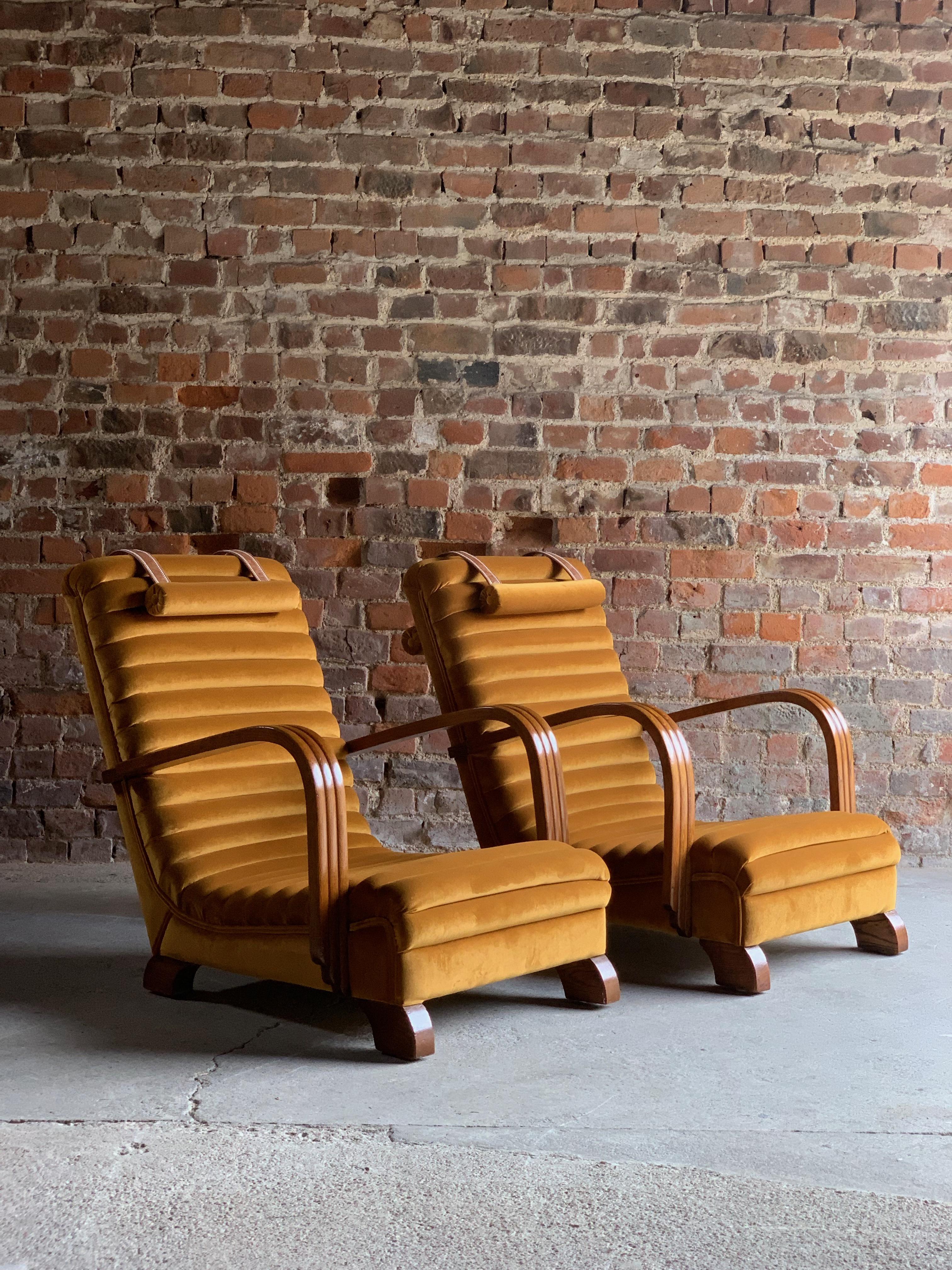 Art Deco Streamline Lounge Chairs by Heals of London, circa 1930s 3