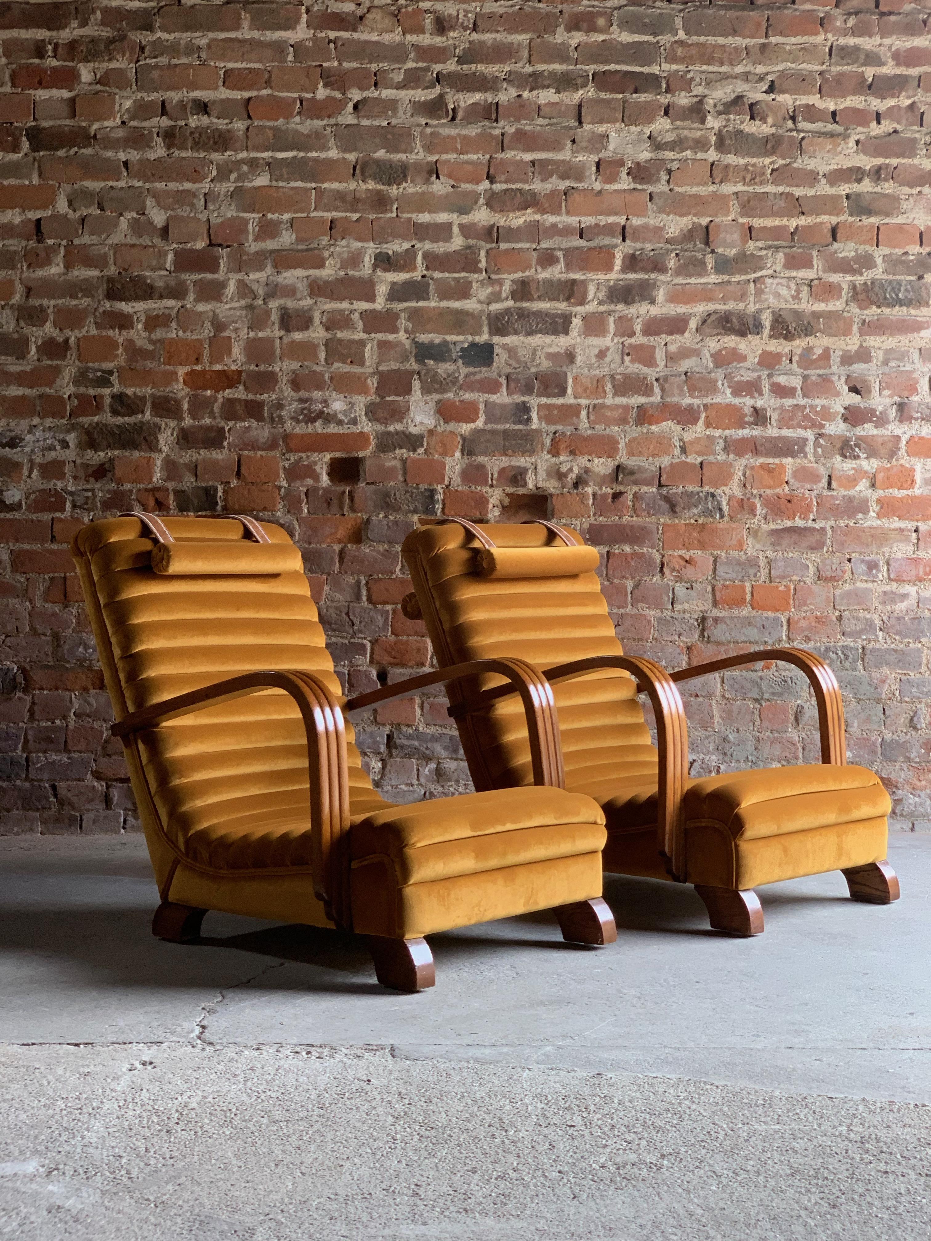 Art Deco Streamline Lounge Chairs by Heals of London, circa 1930s 4
