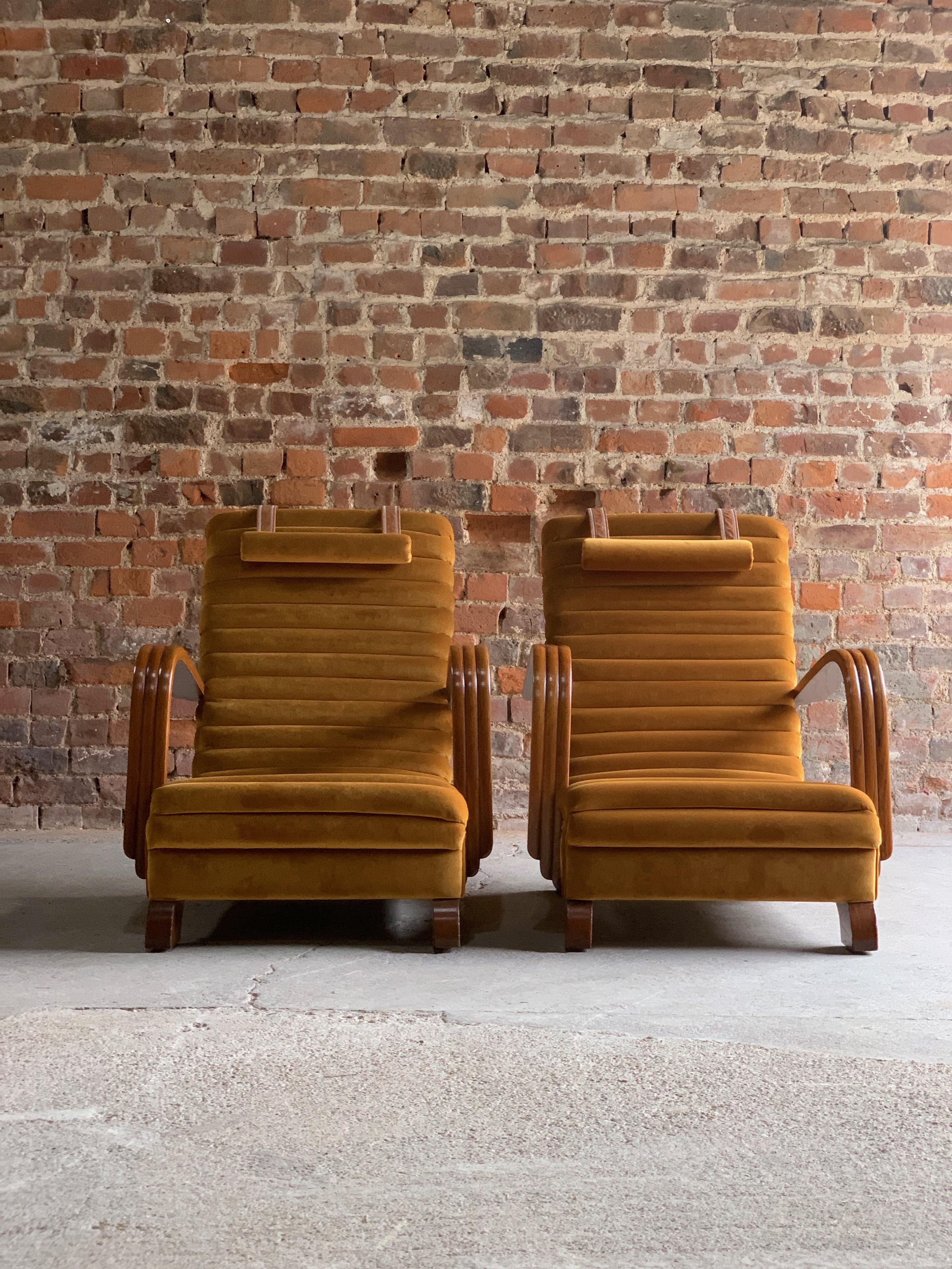 Art Deco Streamline Lounge Chairs by Heals of London, circa 1930s 1