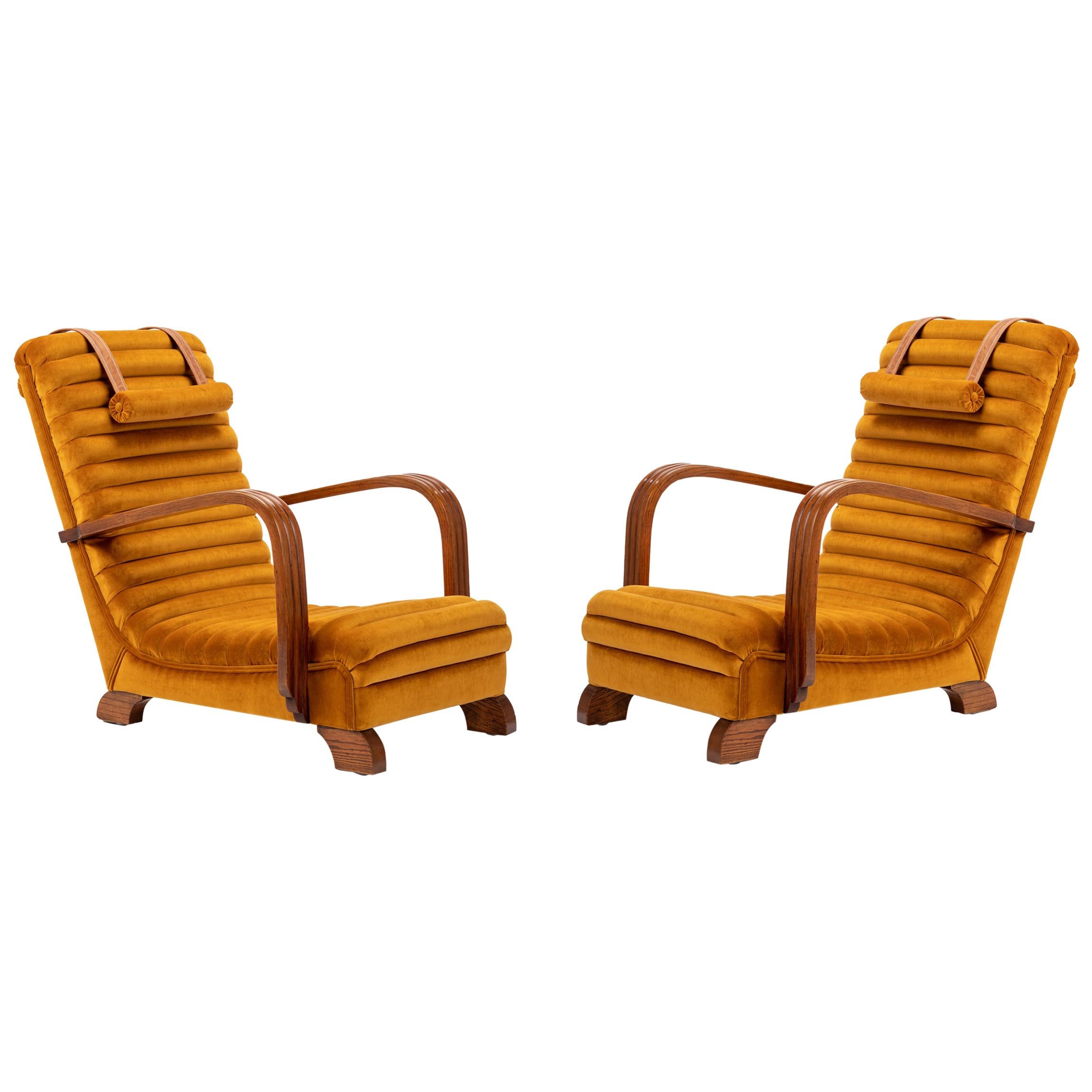 Art Deco Streamline Lounge Chairs by Heals of London, circa 1930s