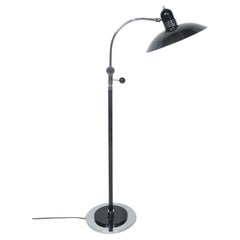 Verstellbare Stehlampe, Streamline Machine Age, Schwarz und Chrom, Art déco