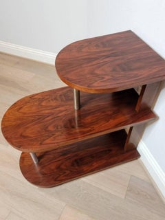 Art Deco Streamline Moderne Burled Walnut Tiered Step Table