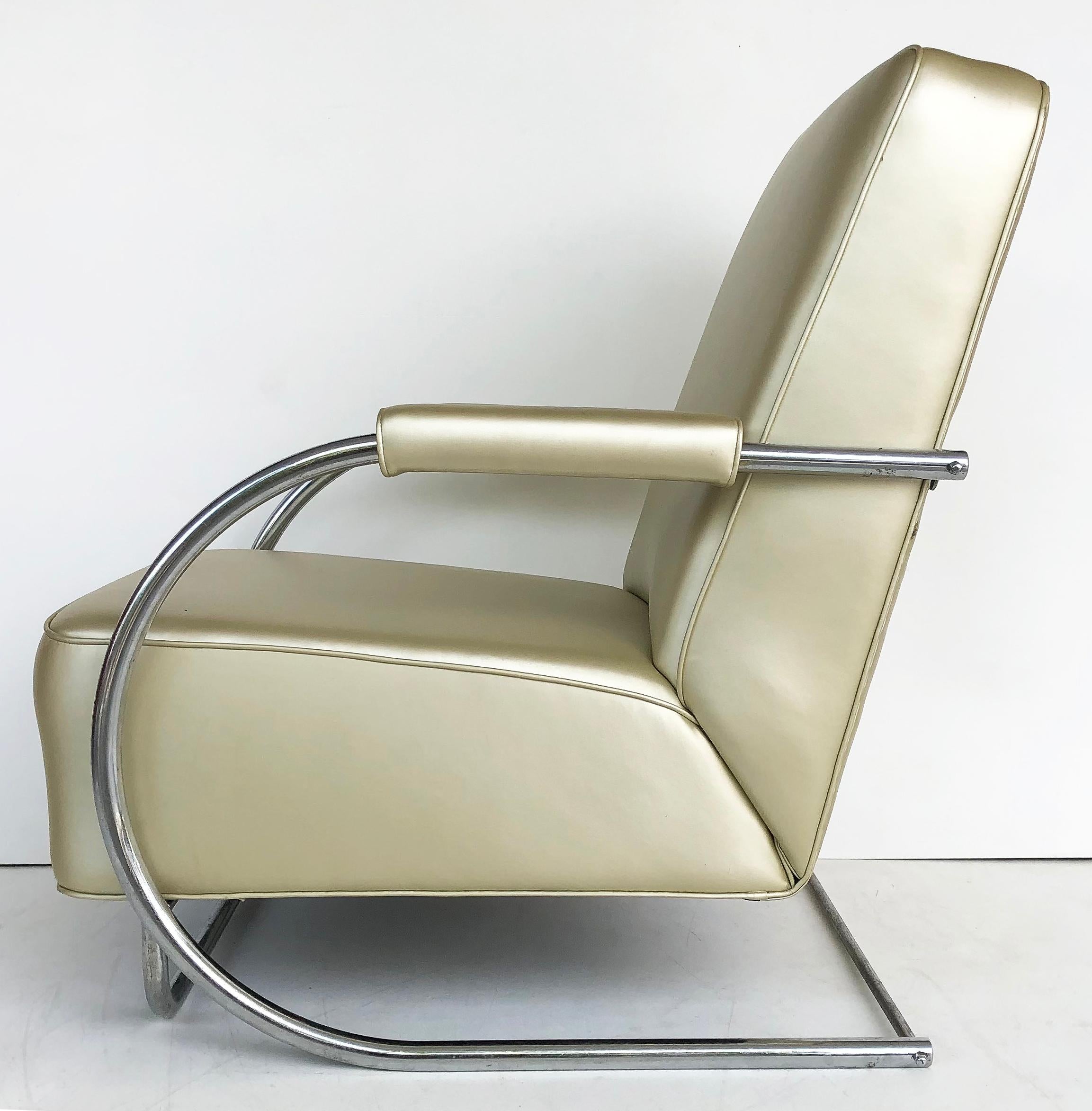 Chrome Art Deco Streamline Moderne Chairs by Kem Weber, Attributed 