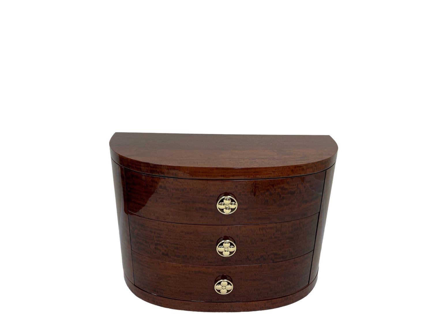 Polished Art Deco Streamline Moderne Half Circle Chest of Drawers American 1930s