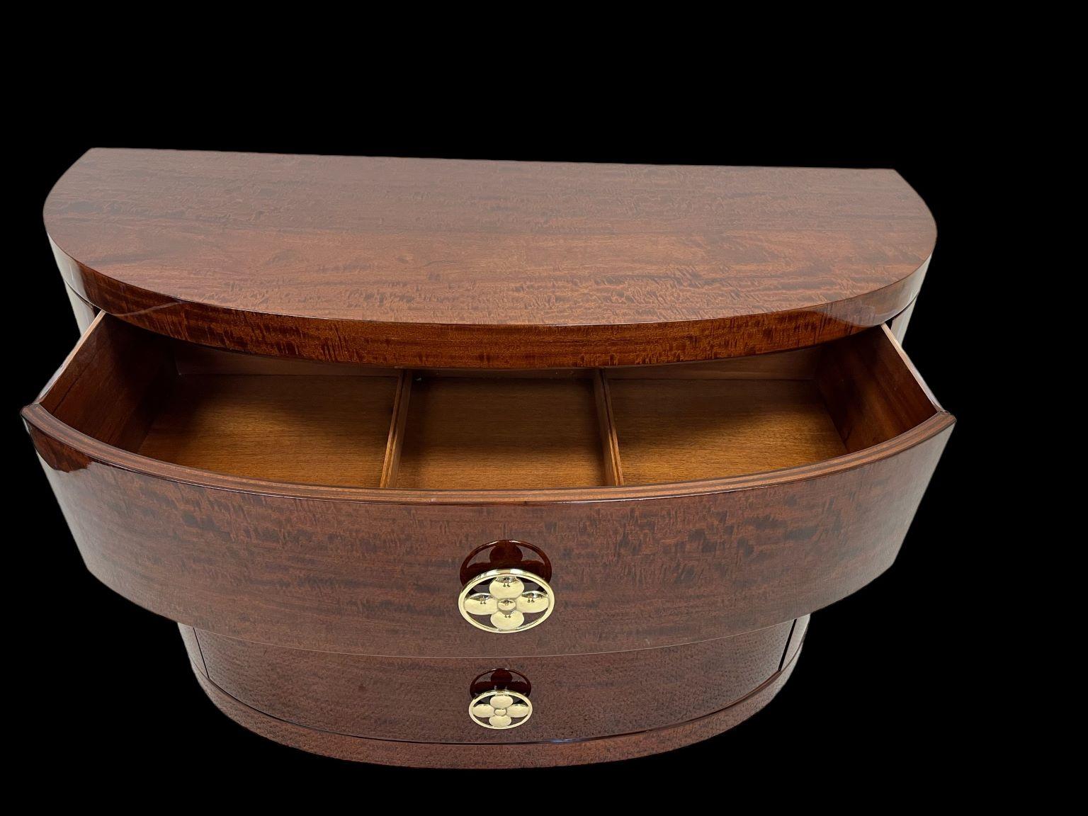 Brass Art Deco Streamline Moderne Half Circle Chest of Drawers American 1930s