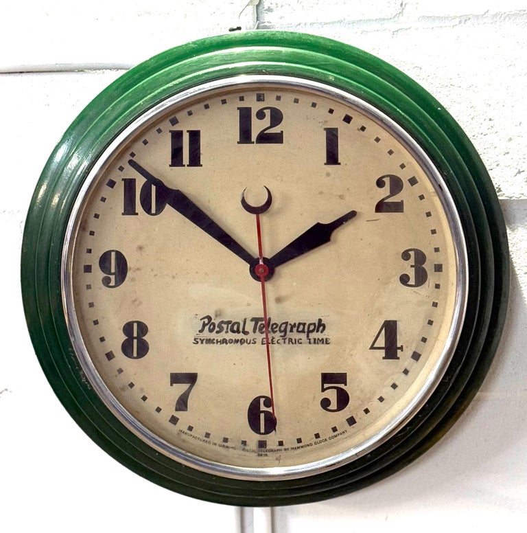 Art Deco Streamline Moderne Postal Telegraph Wall Clock by Hammond